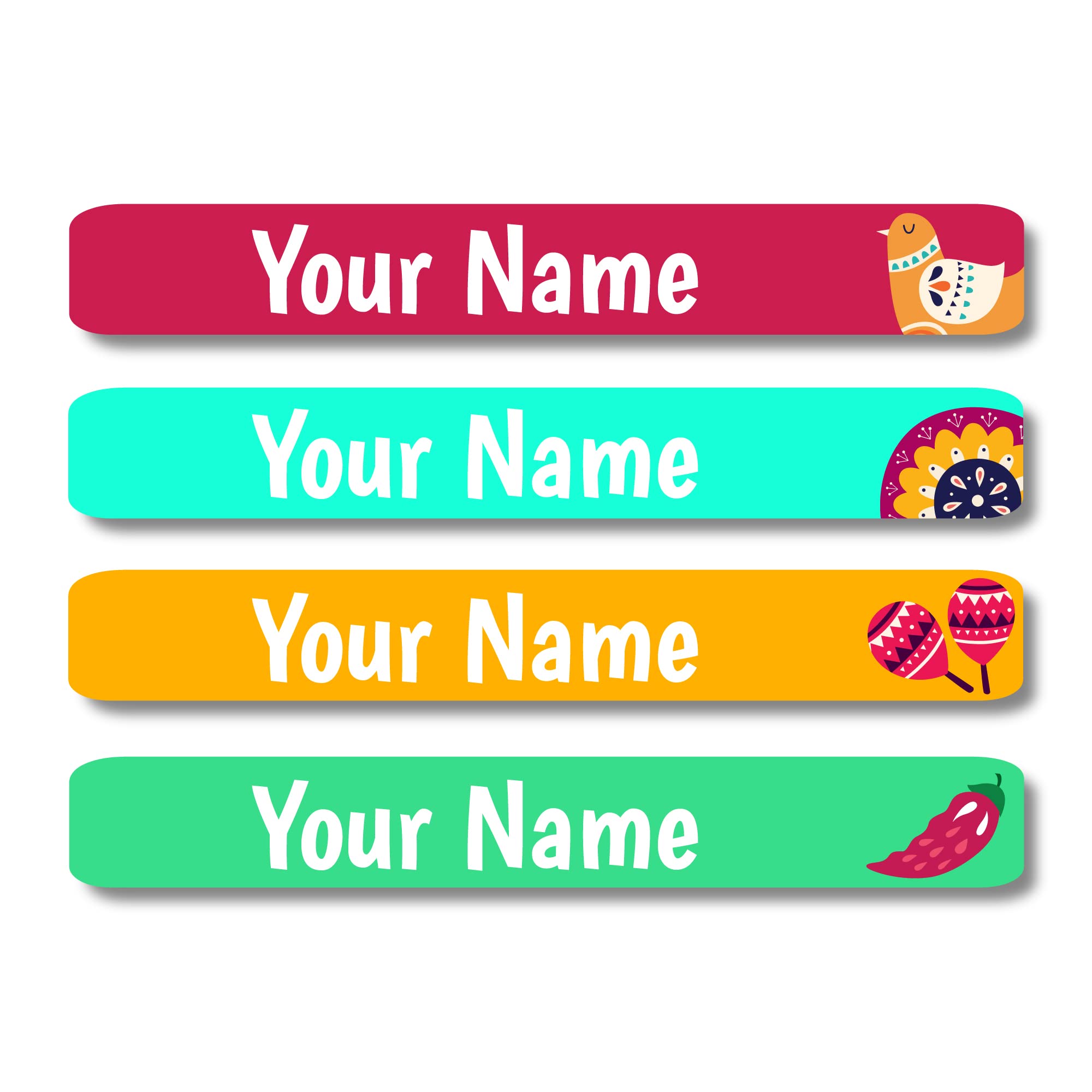 Personalized Kids Labels - 120 Waterproof Dishwasher Safe Stickers for School, Camp & Bottles - Perfect for Daycare & Cinco de Mayo