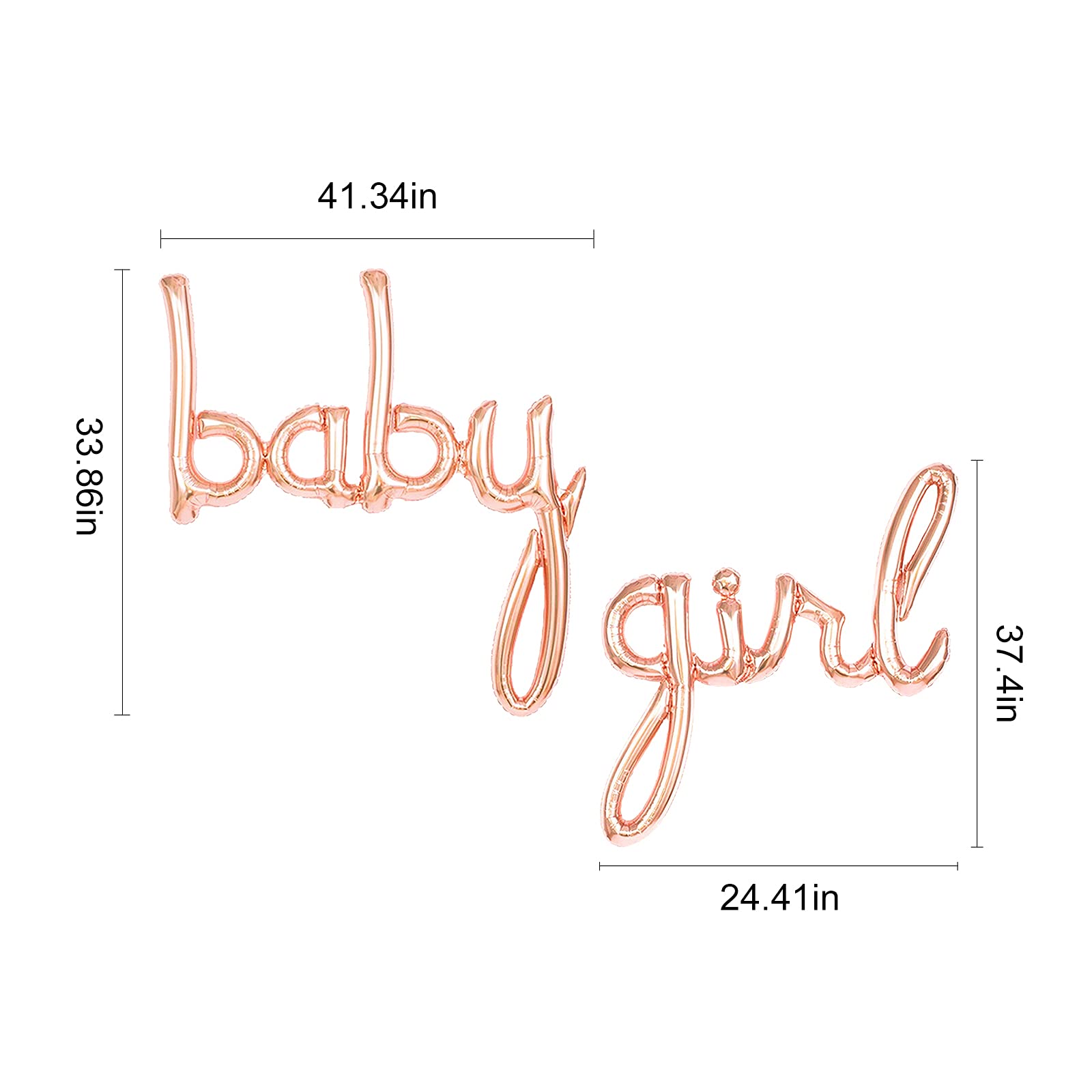 Rose Gold Baby Girl Balloon - Elegant Handwriting Style Foil Balloon for Baby Showers, It's a Girl Parties & Gender Reveals | Perfect for Nursery Decor, Birthday Celebrations & Photo Backdrops