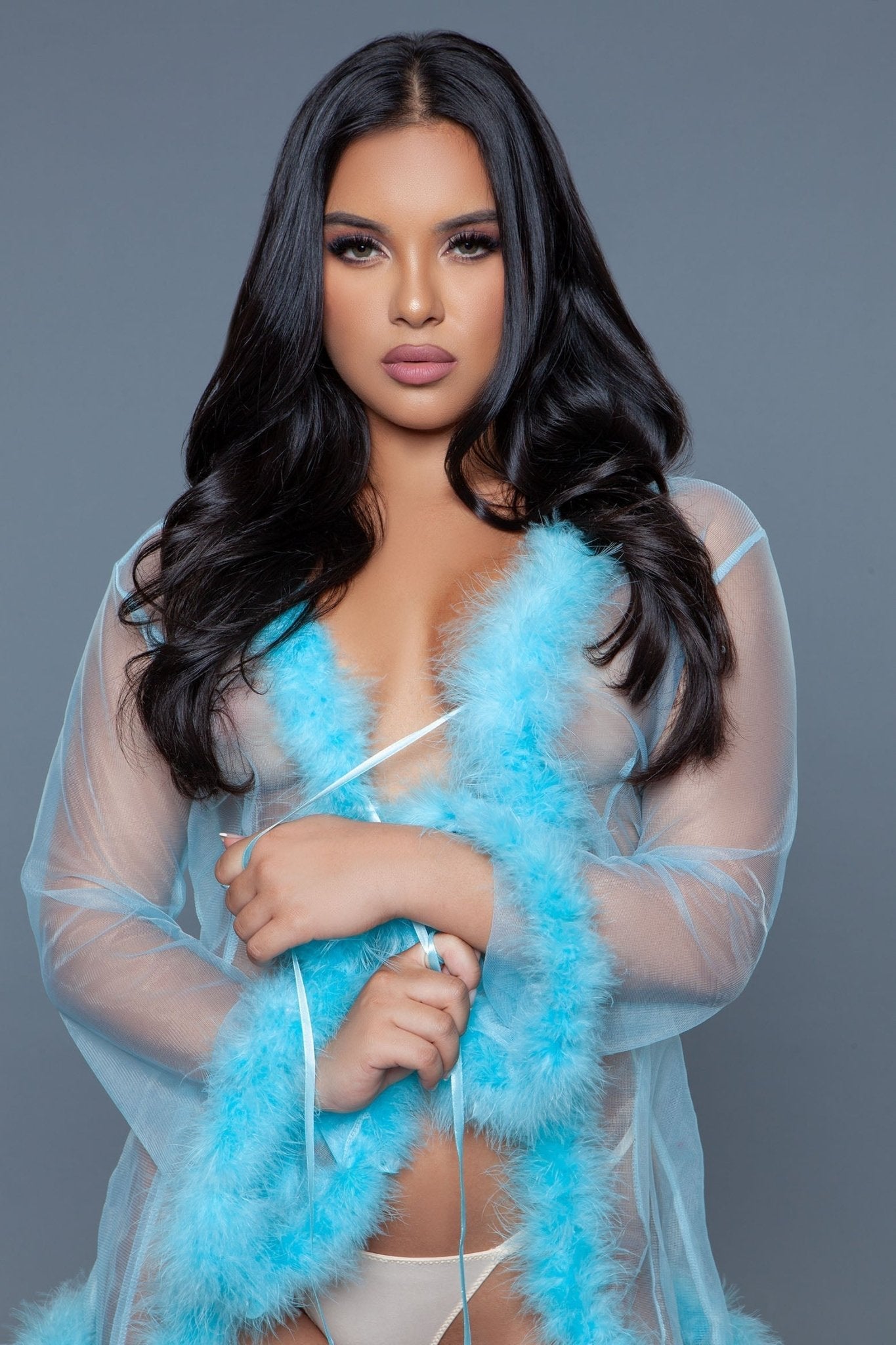 BeWicked Women's BW1650S Boudoir Robe - Sexy Lingerie for Women, Plus Size & Sheer Lace Kimono - Perfect for Valentine's Day, Bridal Shower, and Romantic Nights