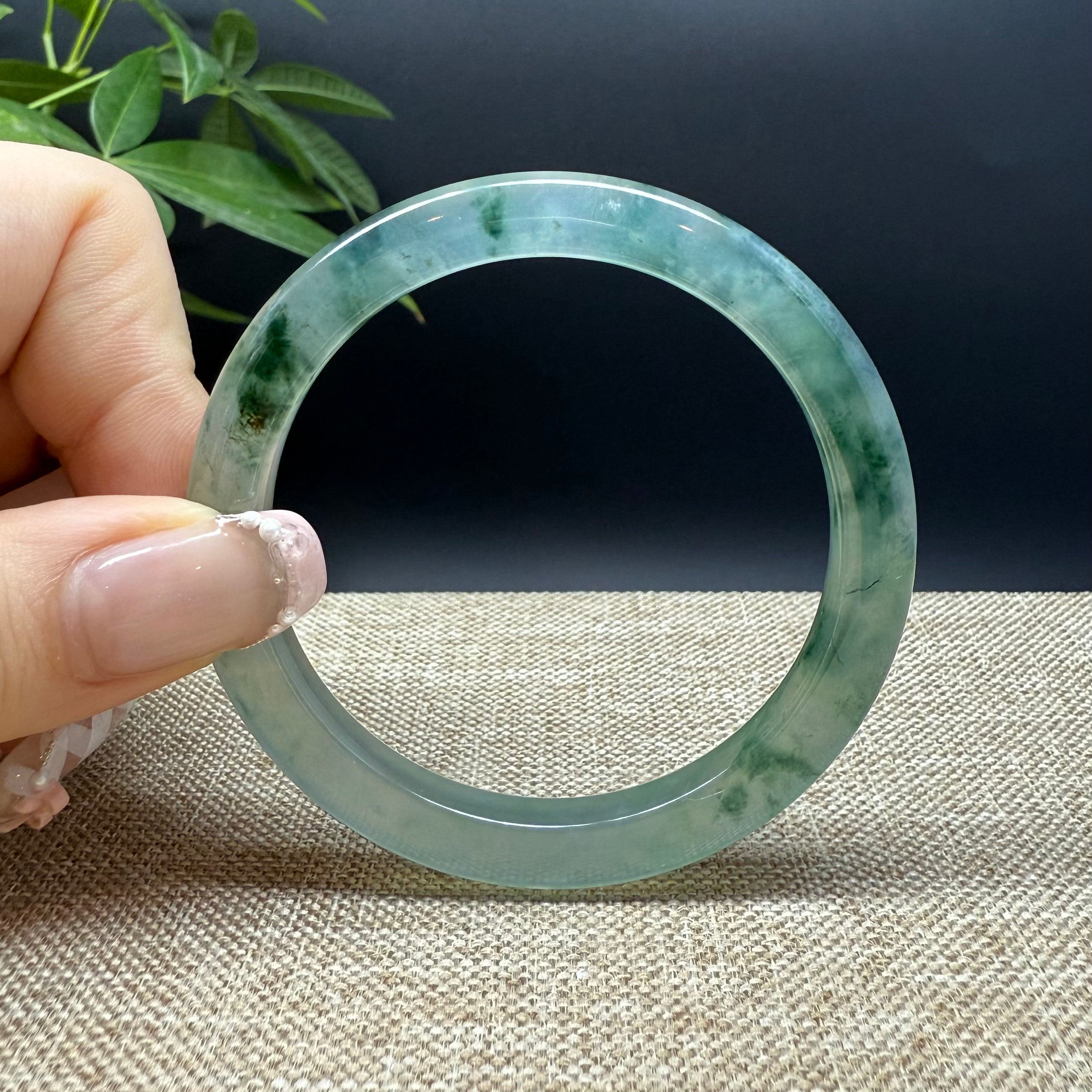 Authentic Burmese Icy Green Jadeite Bangle Bracelet - 52.2mm Handmade Jewelry for Women, Luxury Gift for Mother's Day, Wedding & Special Occasions