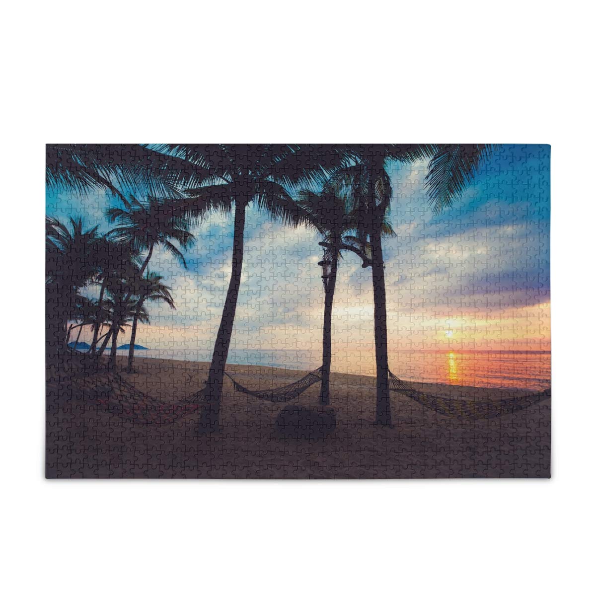 500-Piece Adult Jigsaw Puzzle - Beautiful Beach Sunset Silhouette Scene, Challenging Puzzle Game for Teens & Adults (15