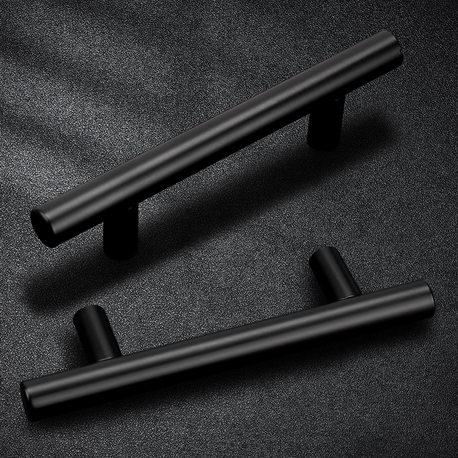 Probrico 10 Pack 3 Inch Hole Center Kitchen Cabinet Handles - Black Euro T Bar Drawer Pulls for Cabinets & Dressers - Durable Stainless Steel Cupboard Handles (5