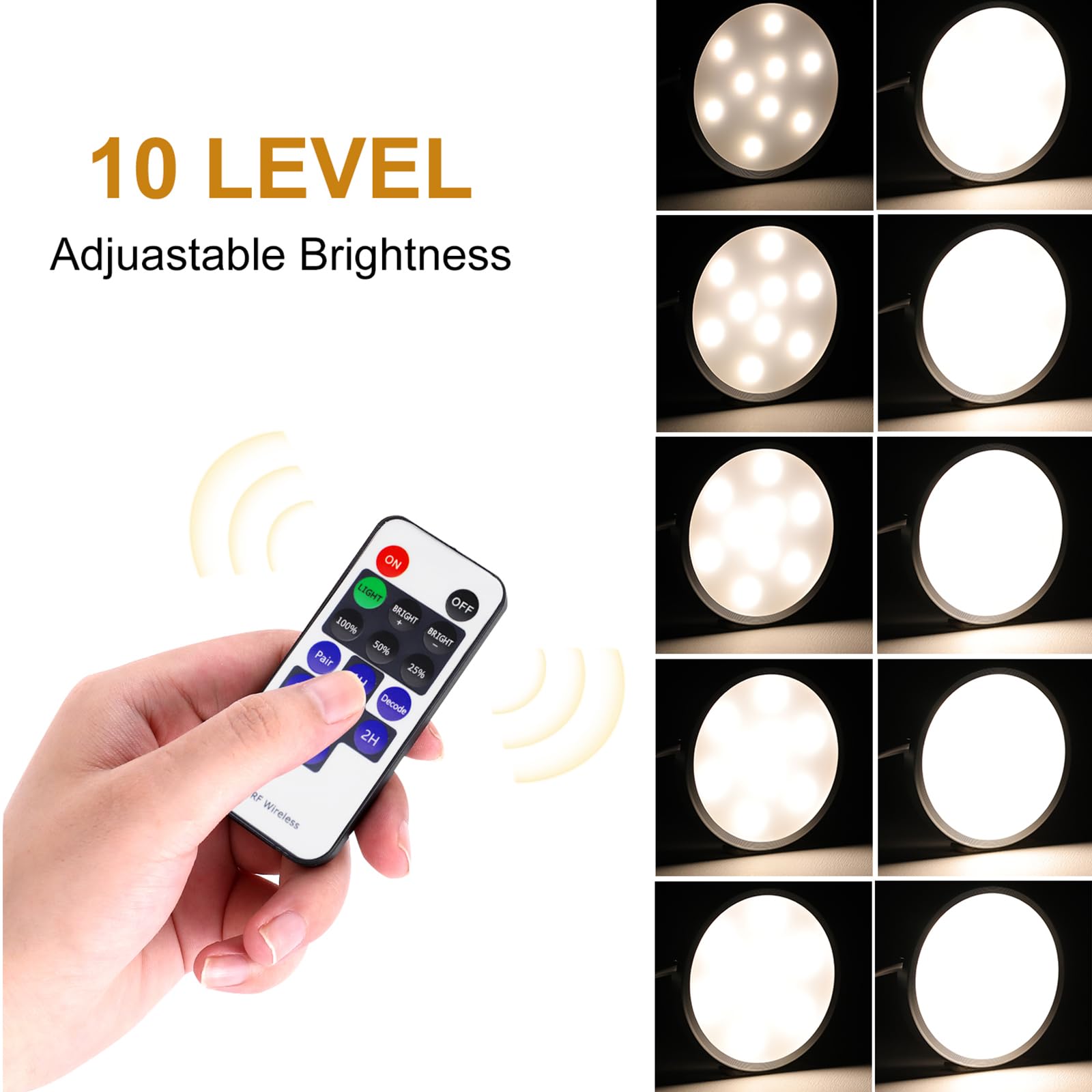 AIBOO Dimmable LED Under Cabinet Lighting Kit - 3 Lights with RF Remote Control, Natural White, Perfect for Kitchen Counter, Pantry & Workspace Illumination
