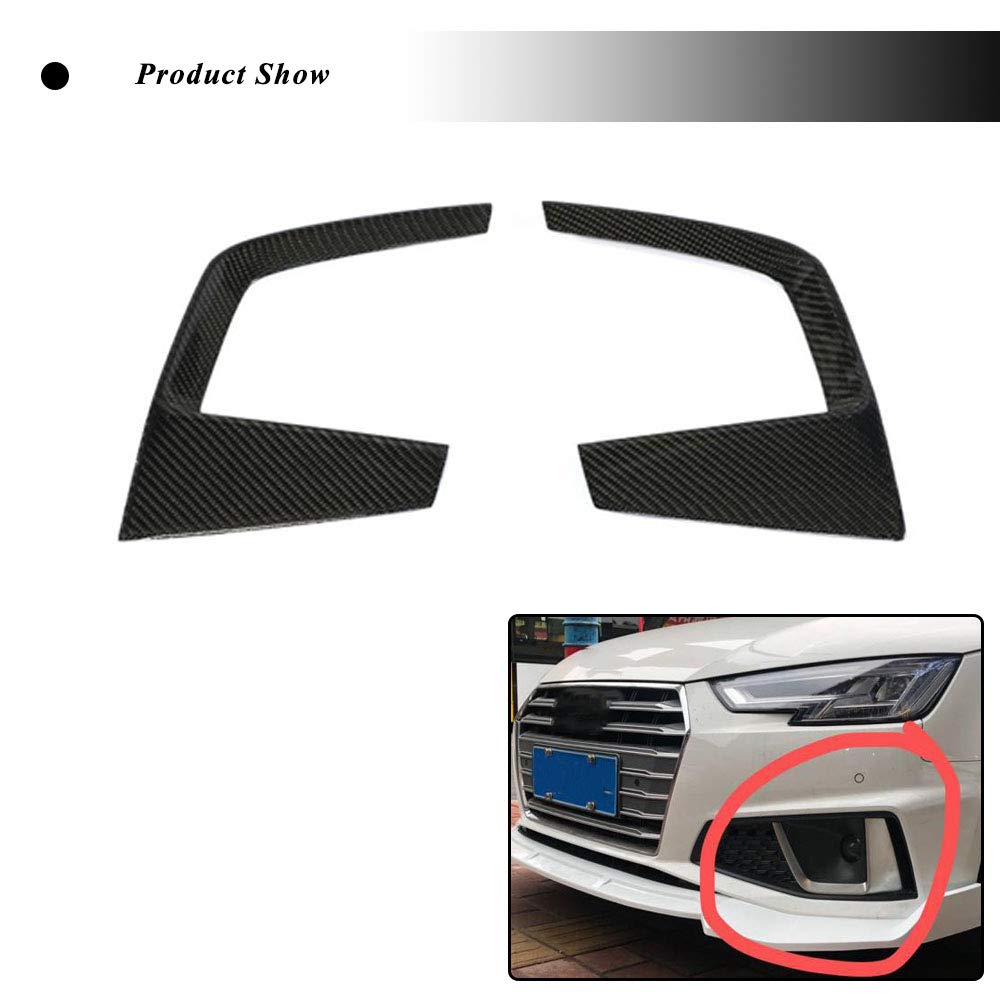 Carbon Fiber/ABS Side Fog Light Vent Trim Cover for Audi A4 B9 S-Line & S4 Sedan 2019 - Front Bumper Spoiler Apron Scoop Fin (2-Piece Set) - Enhances Style & Aerodynamics for Street & Track Performance