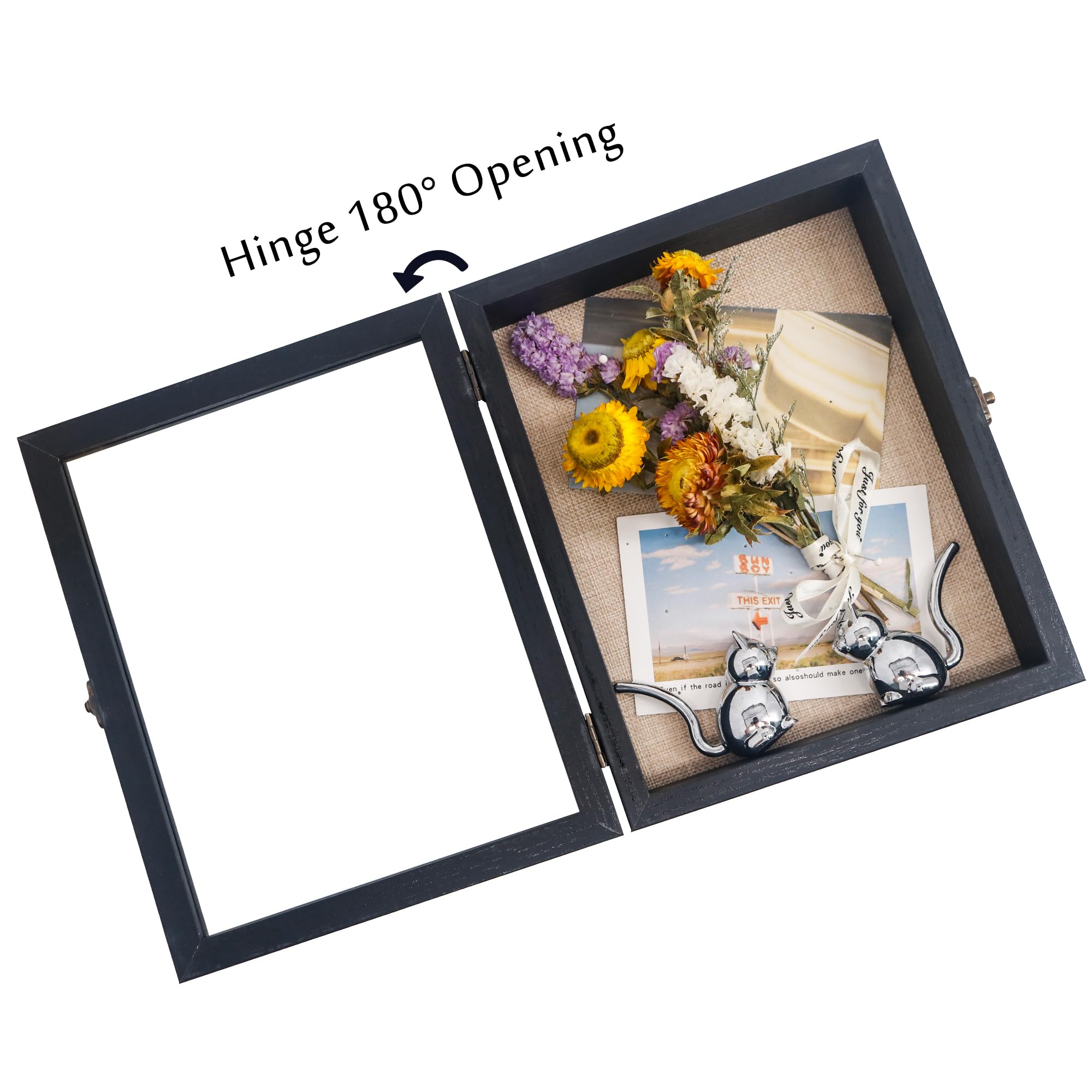 8x10 Shadow Box Frame - Wood Display Case with Glass Front & Metal Lock - Perfect for Memorabilia, Awards, Medals, Photos - Black - Ideal for Home Decor, Office Display, and Gift Giving