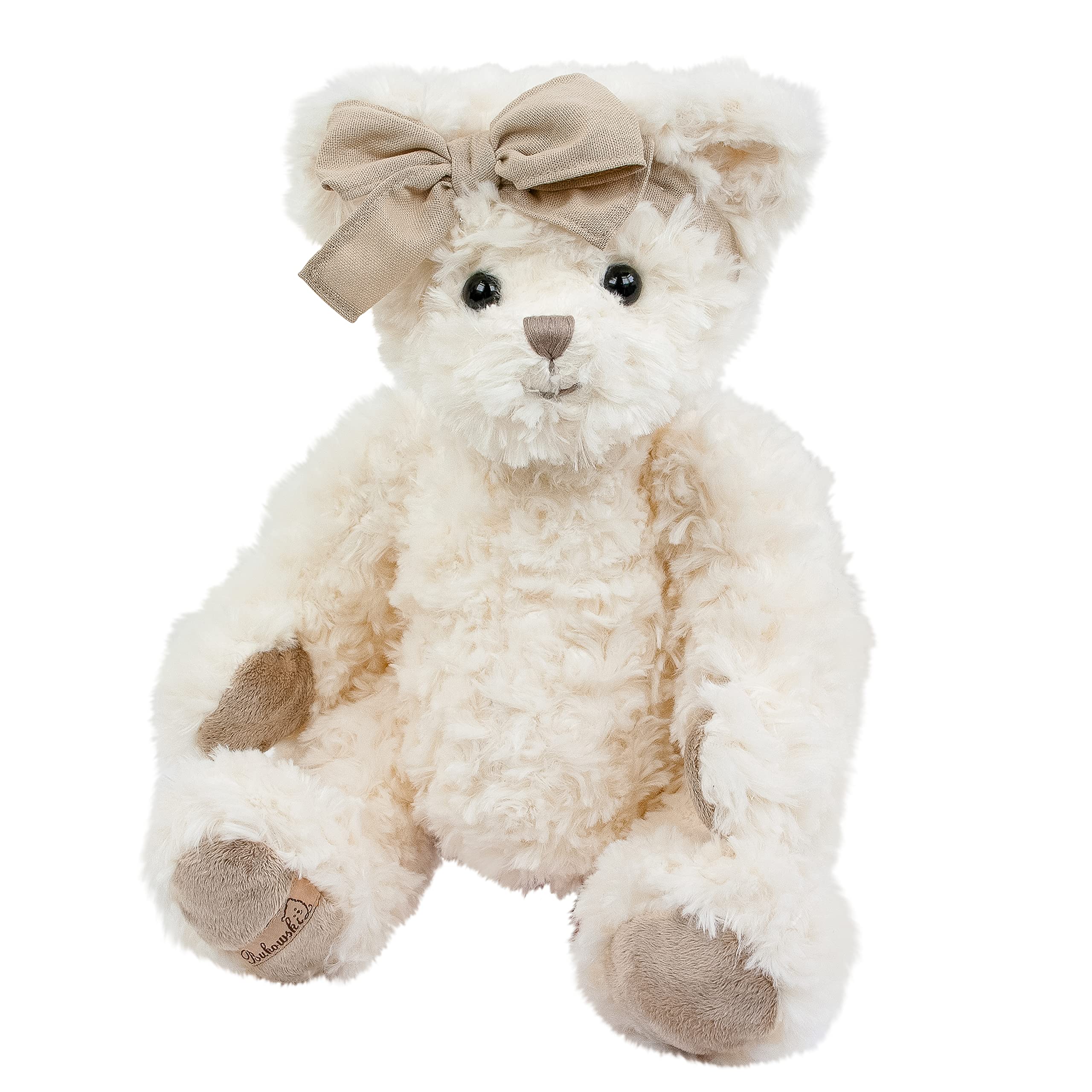 Bukowski Design AB Emma Plush Bear - Soft White Fur Stuffed Animal, 40cm Height - Perfect for Kids' Gifts, Nursery Decor & Cuddling