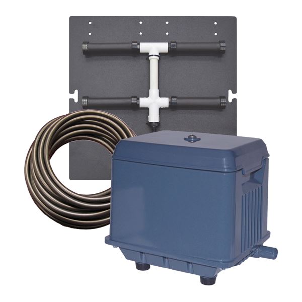 Shallow Water Aeration Kits with Linear Compressor & Diffuser - Pond & Lake Oxygenation System for Healthy Fish & Aquatic Plants