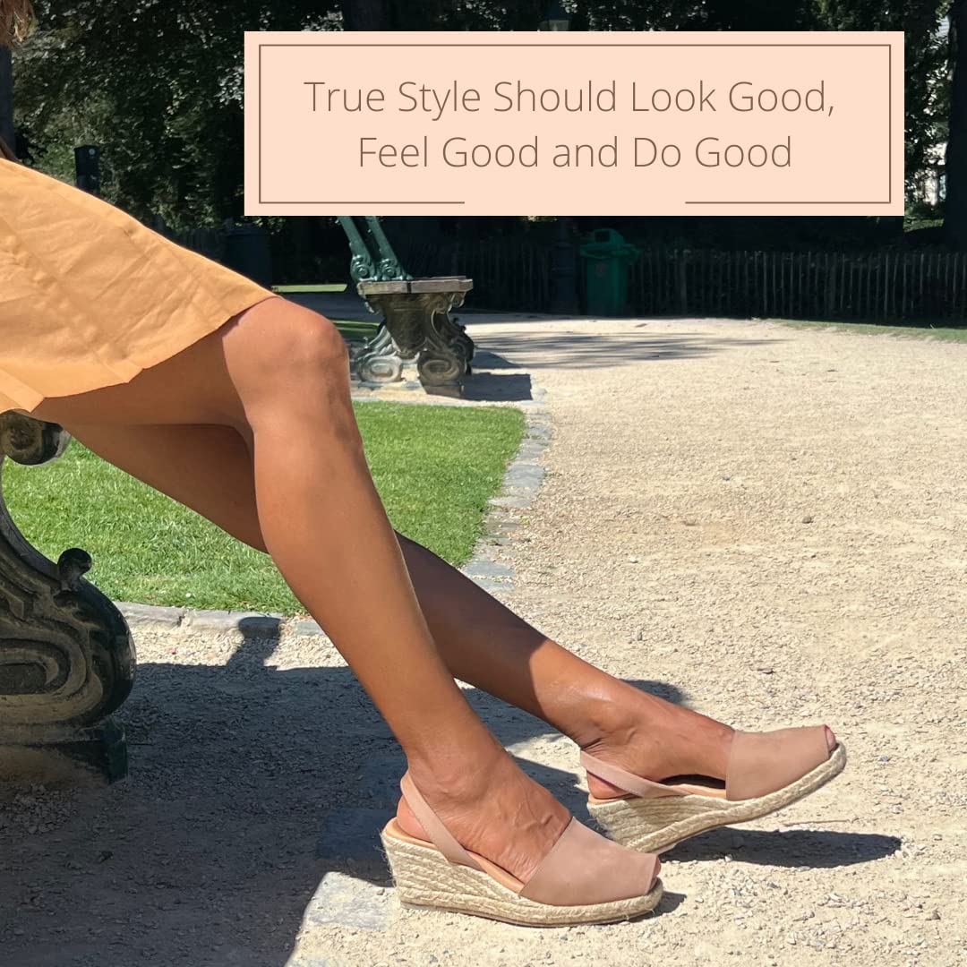 Women's Soft Leather Peep Toe Espadrille Wedge Sandals - Comfortable Summer Slip-On Shoes for Casual Outfits & Beach Vacations | Perfect for Weddings, Parties, and Everyday Wear
