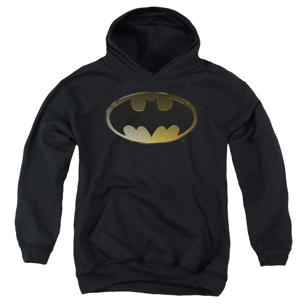 Trevco Batman Halftone Bat Unisex Youth Pullover Hoodie - Soft Cotton Graphic Sweatshirt for Kids & Teens - Perfect for School, Cosplay & Superhero Fans