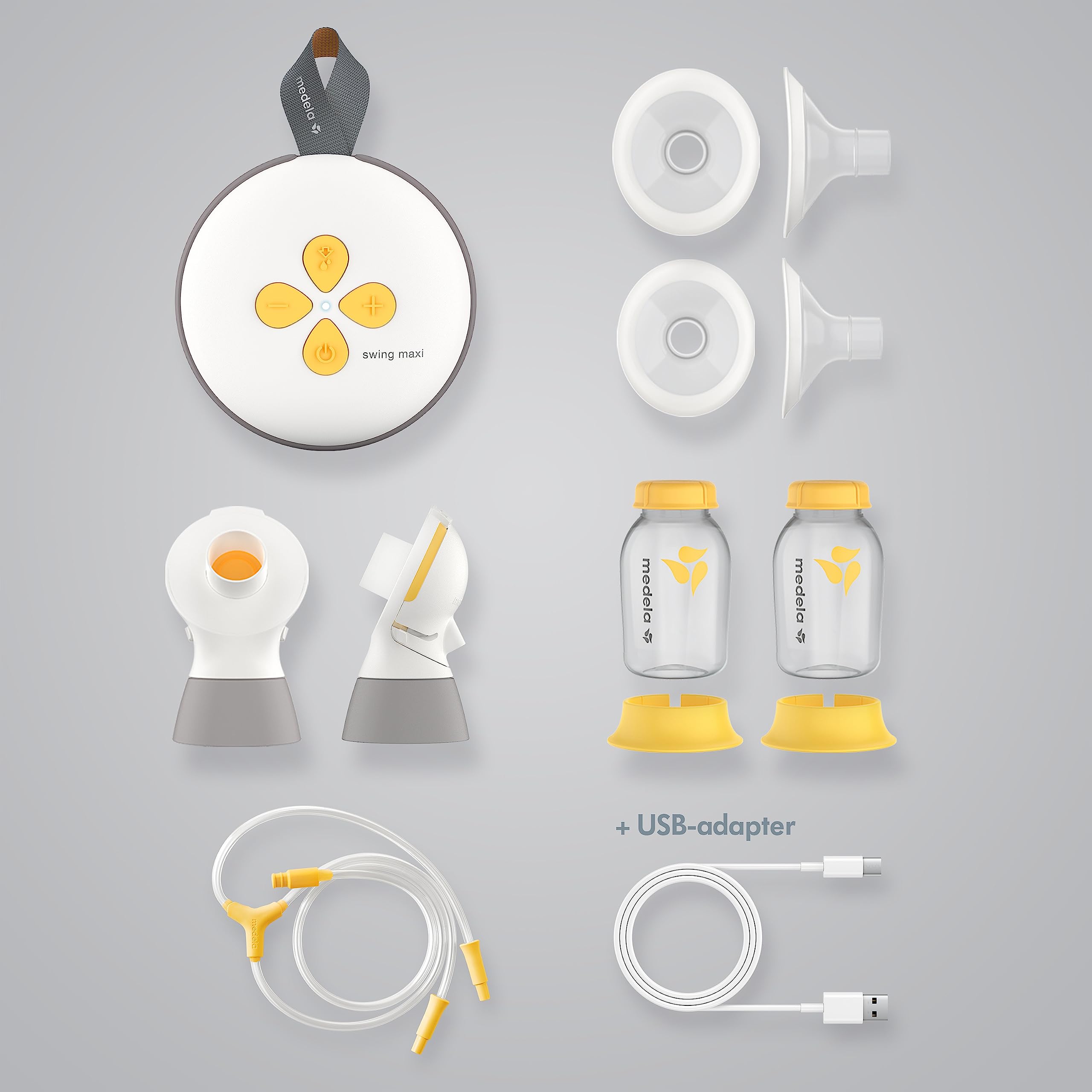 Medela Swing Maxi Double Electric Breast Pump - Portable, USB-C Rechargeable, Bluetooth Enabled, Closed System | Hands-Free Pumping for Working Moms, Travel & On-The-Go Use