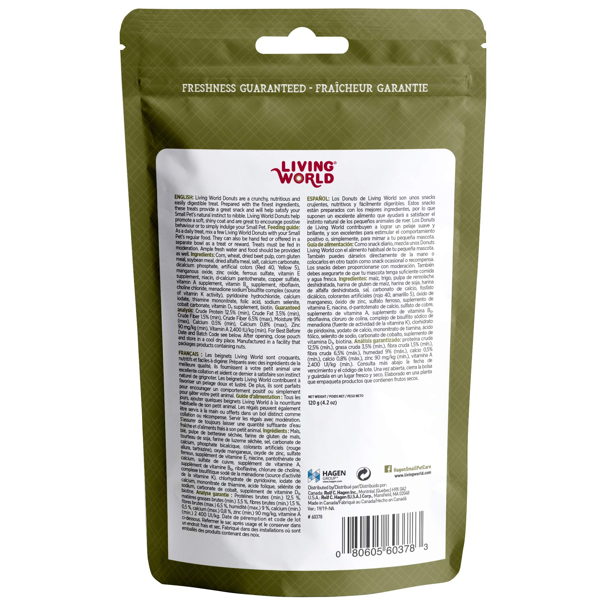 Living World Canadian Rabbit and Guinea Pig Donut Treats - 120g | Healthy Snacks for Small Pets | Perfect for Bonding & Training Rewards