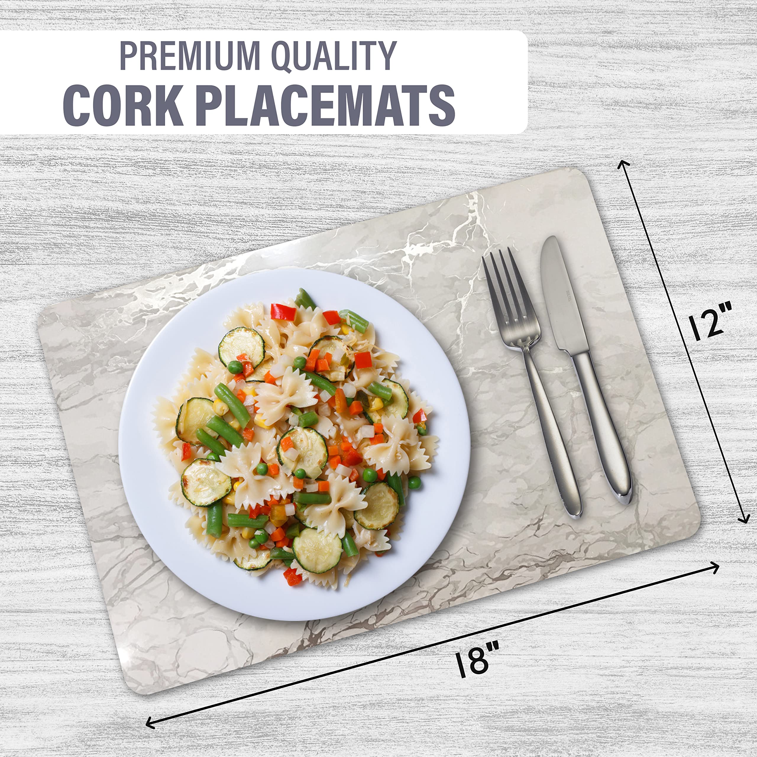 Elegant Marble Cork Placemats Set of 2 - 12