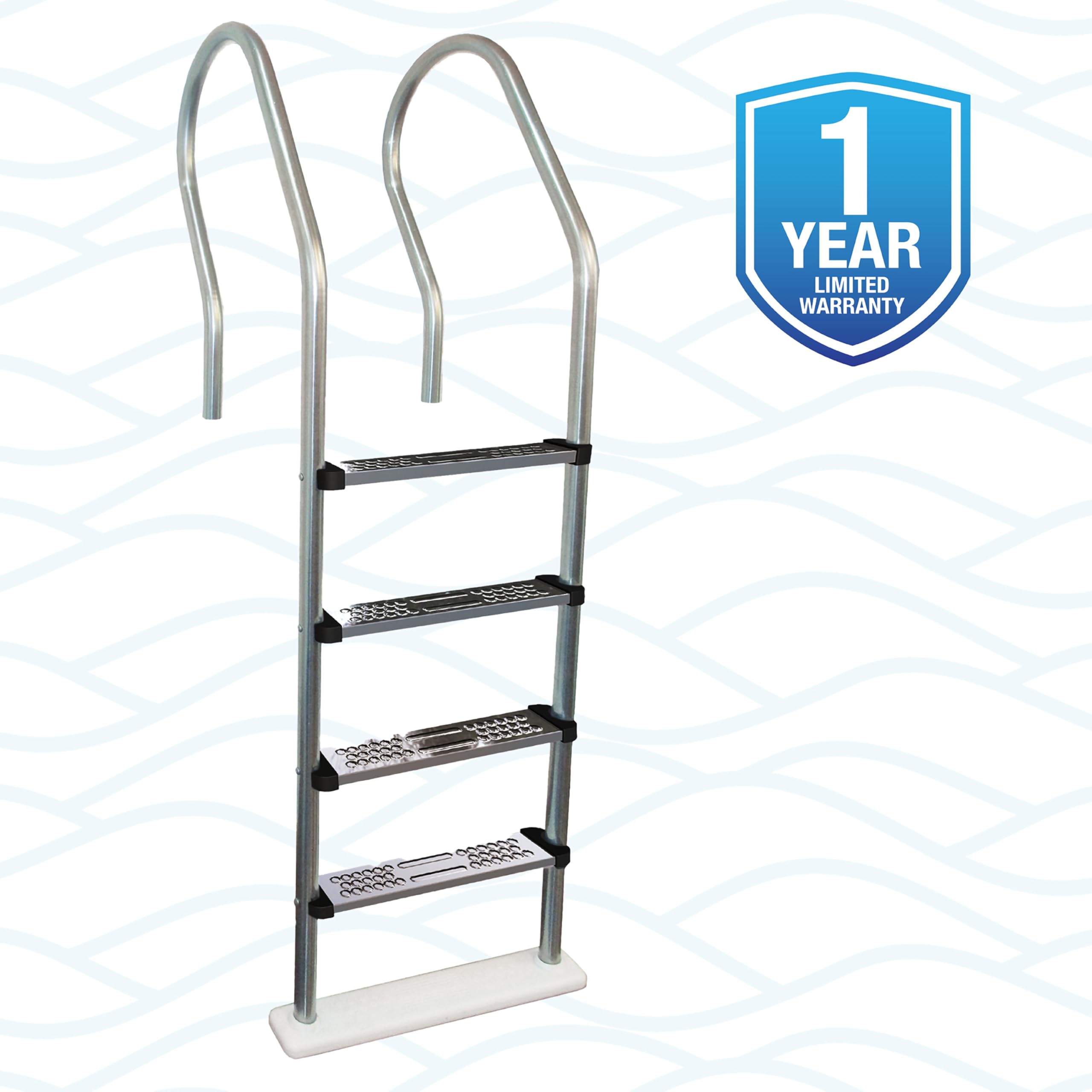 Blue Wave NE1149 Premium Stainless Steel Reverse Bend In-Pool Ladder for Above Ground Swimming Pools - Durable Pool Access Ladder for Safe Entry & Exit | Perfect for Backyard, Inground, and Residential Pools