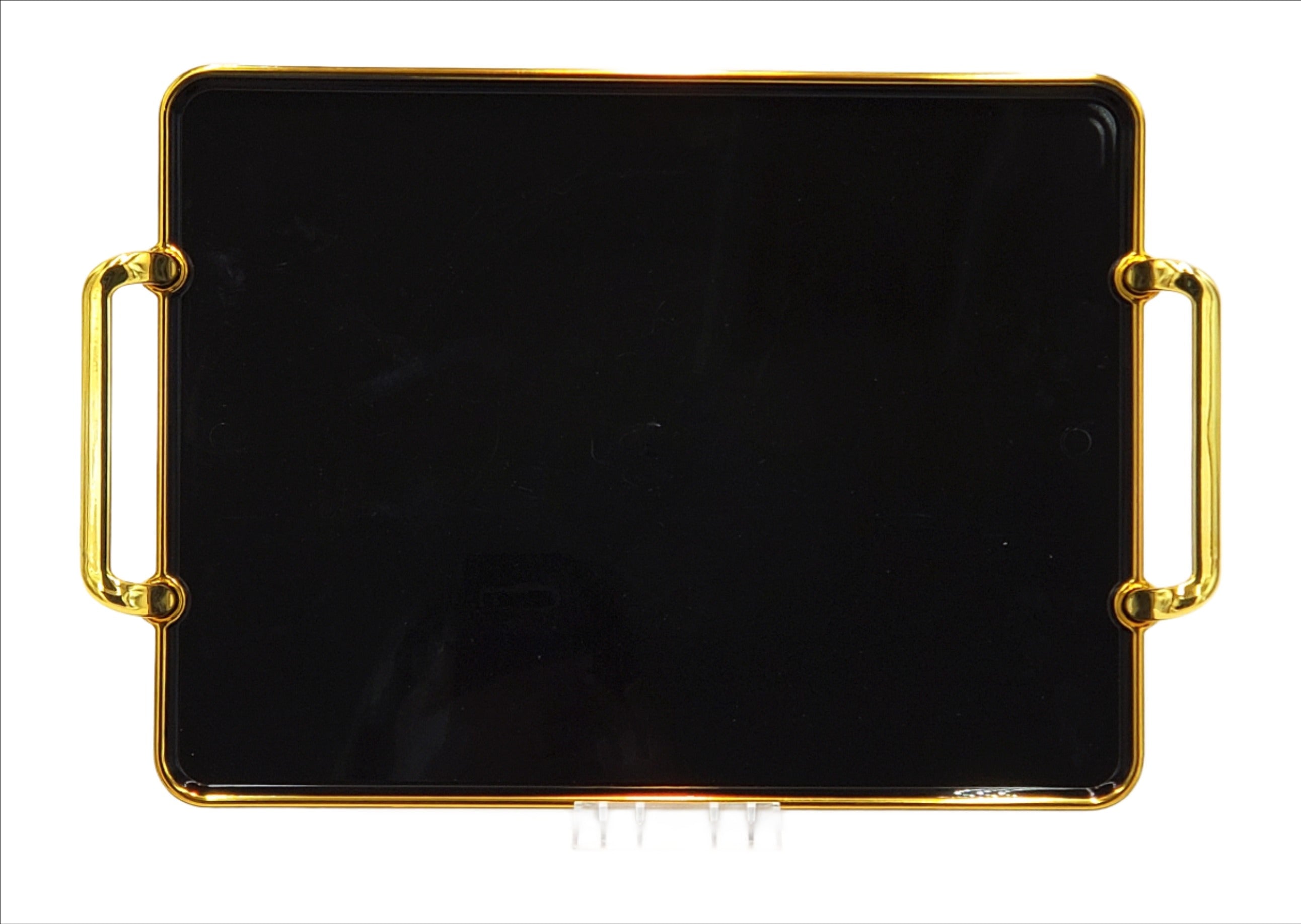 14x10.5 Inch Plastic Serving Tray - Black and Gold Elegant Design - Perfect for Parties, Dining, and Home Decor