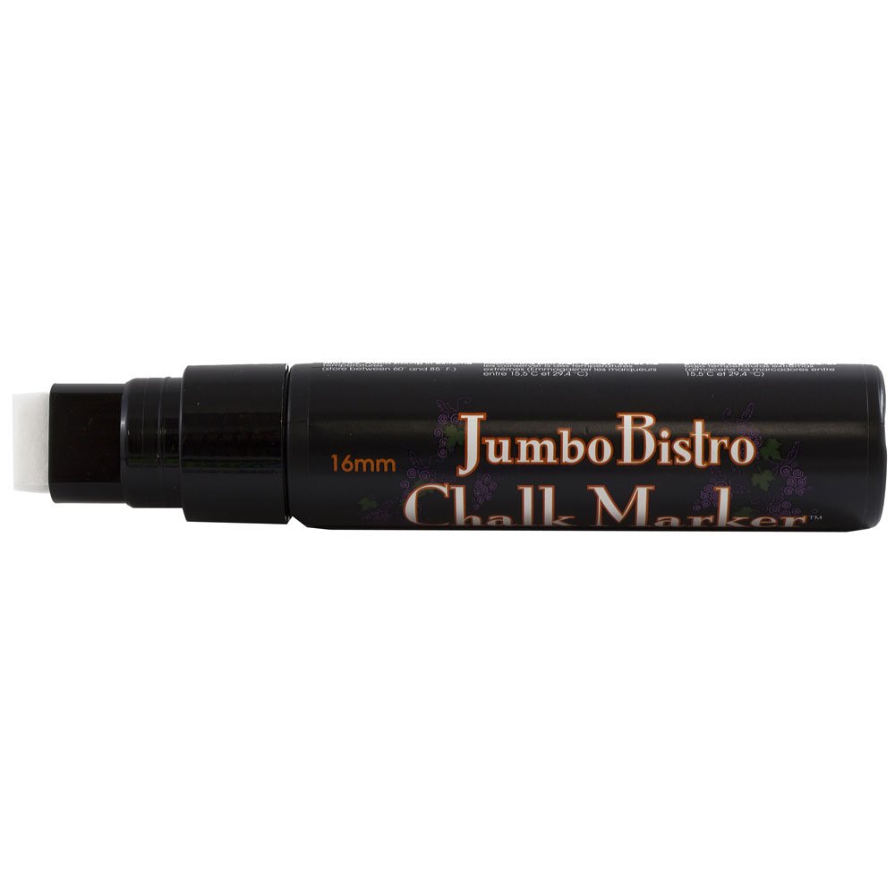 Dustless Erasable Chalk Markers - Jumbo Tip Liquid Chalk Pen - Black (Single Marker) - Perfect for Restaurants, Cafes, Blackboards & DIY Craft Projects