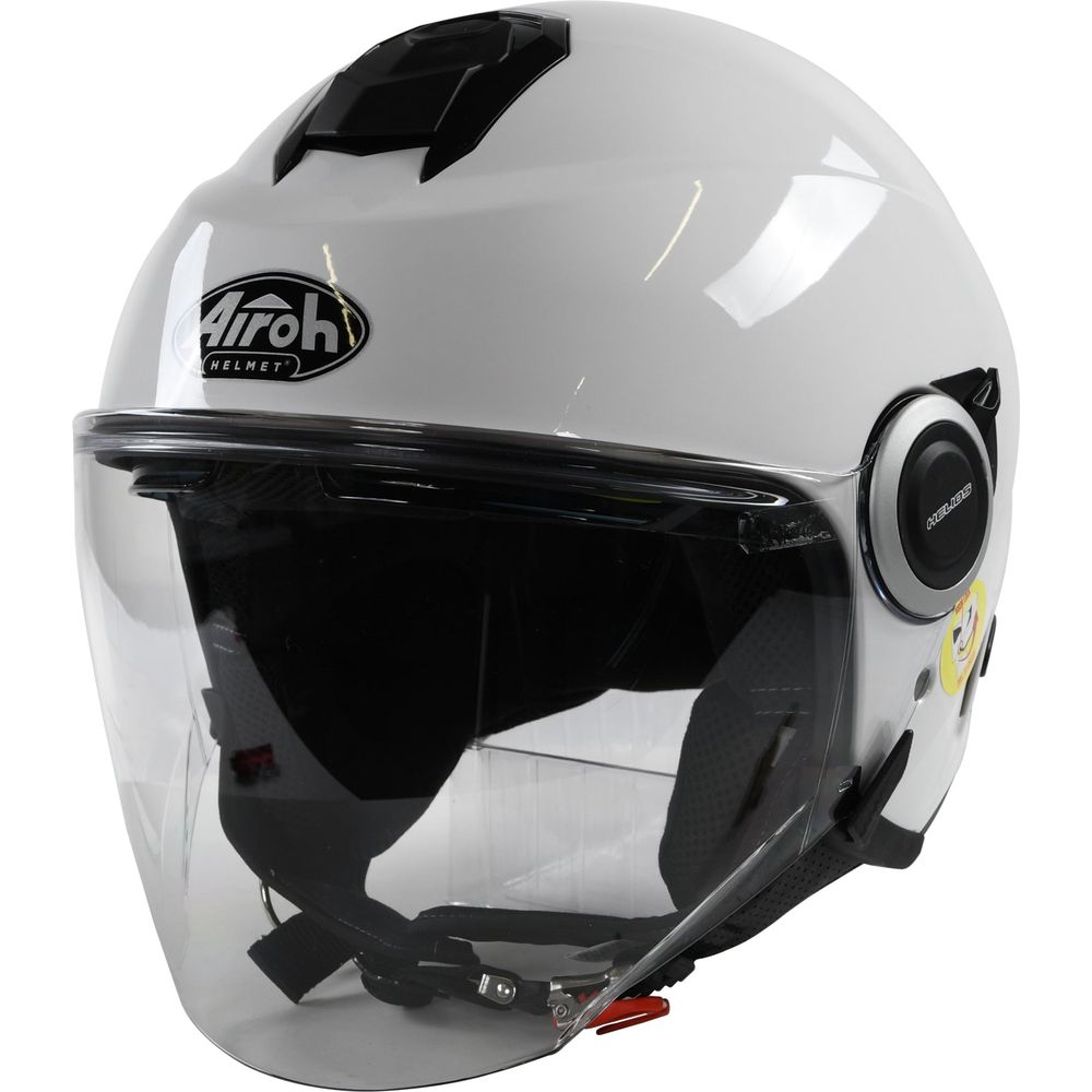 Airoh Helios Jet Motorcycle Helmet Gloss White - Lightweight & DOT Approved for Street Riding & Urban Commuting
