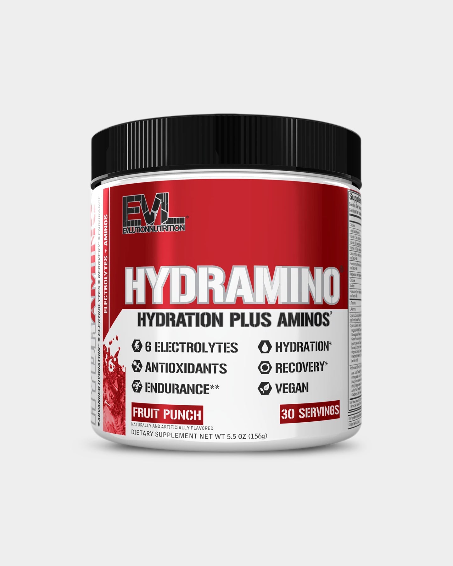 EVLUTION NUTRITION HYDRAMINO Electrolytes + Amino Acids Supplement - Hydration & Recovery Drink Mix for Athletes, Workout & Post-Exercise | Lemon Lime Flavor