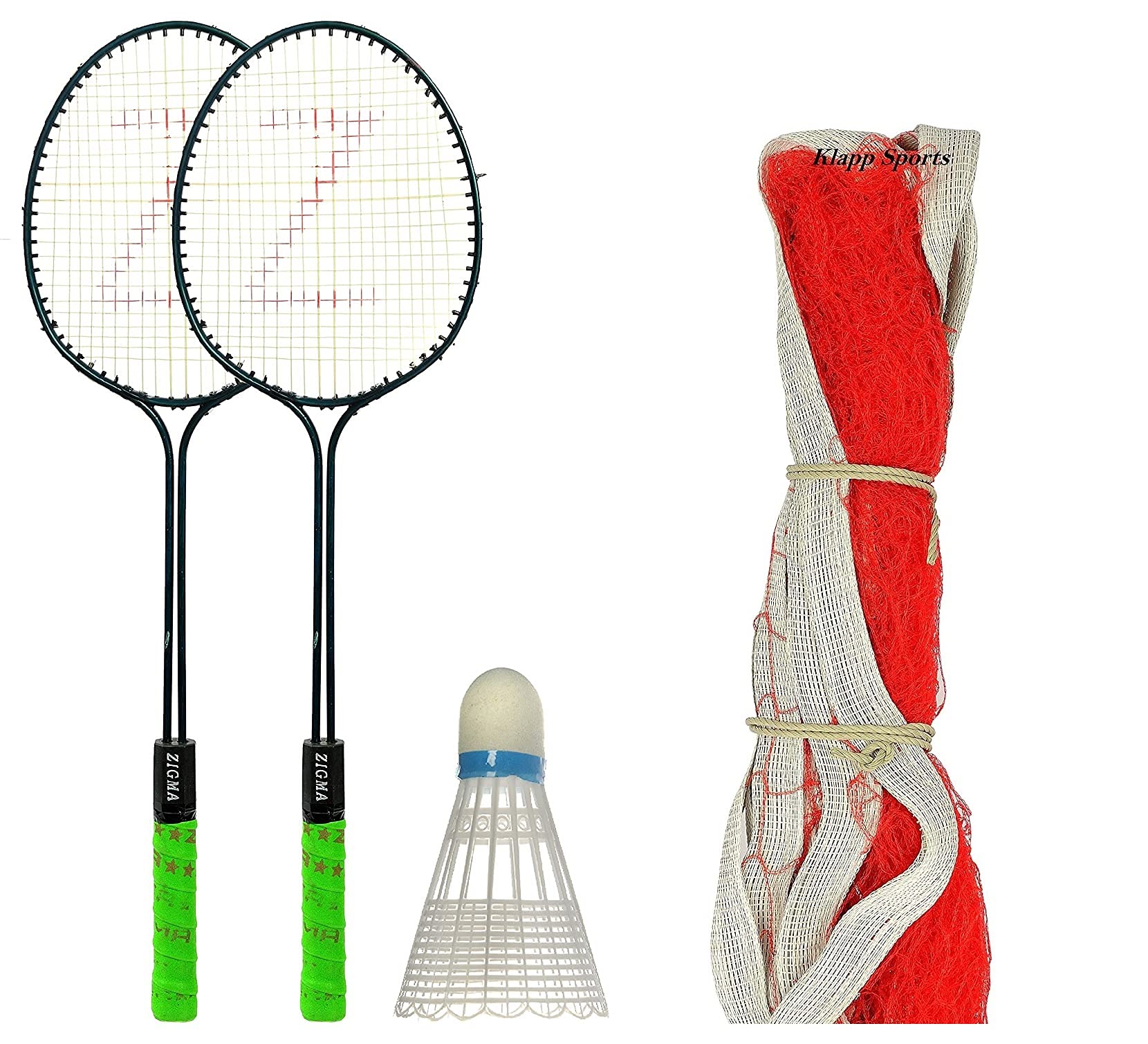Premium Klapp Zigma Badminton Set - 2 Complete Sets with Rackets, 2 Shuttlecocks & Portable Net | Outdoor Sports Equipment for Backyard, Beach & Park Games | Perfect for Family Fun & Summer Activities