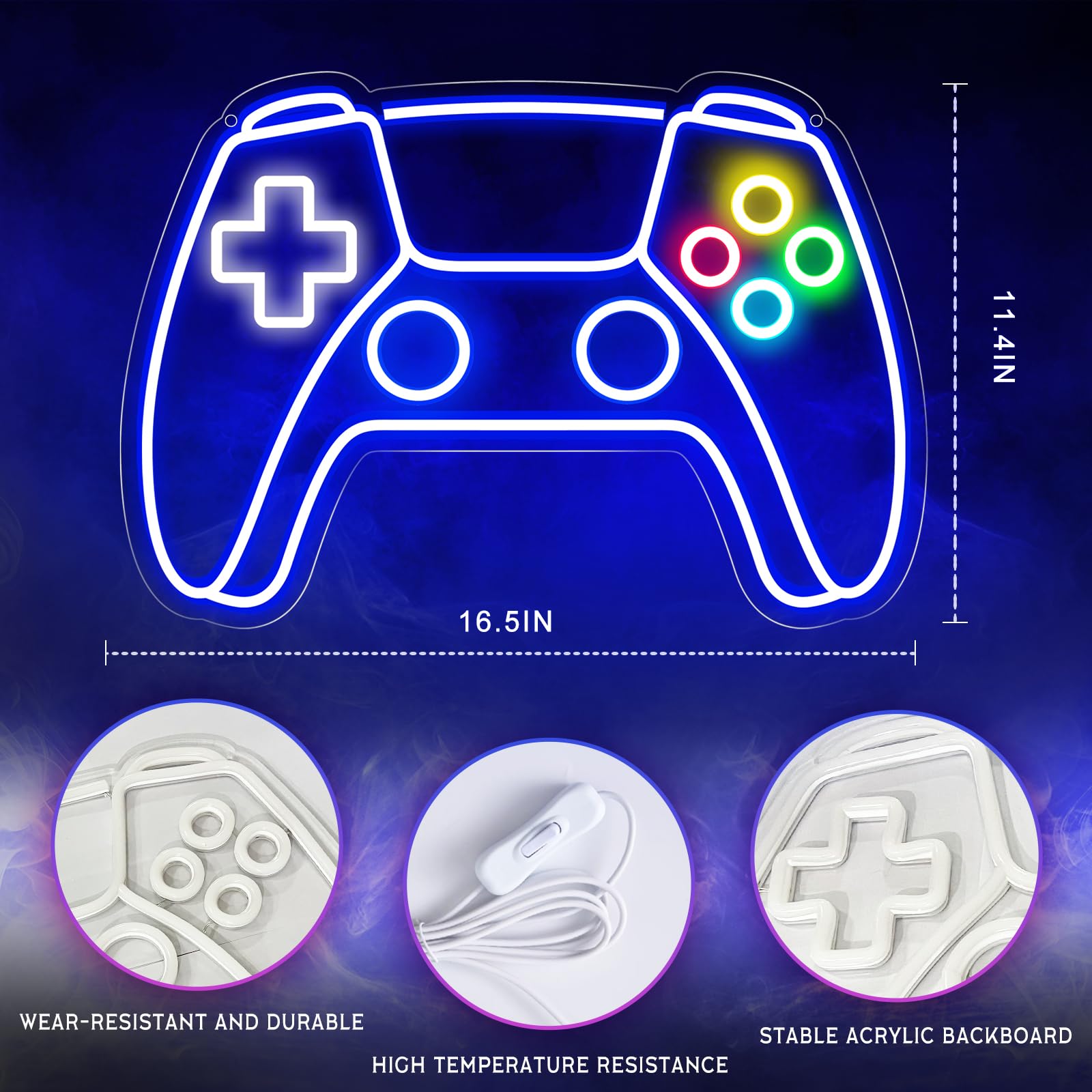 Gamer Neon Sign - USB Powered LED Gamepad Shaped Light for Gaming Room Decor | Cool Wall Art for Teen Boys & Kids Bedroom | Perfect Gaming Gift for Birthday & Christmas | Enhance Your Esports Setup & Streamer Background