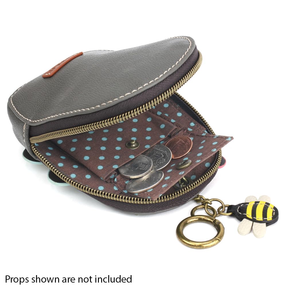 CHALA Mini Coin Purse Keychain for Women - RFID Blocking Card Holder & Small Wallet with Daisy Design (Gray) - Perfect for Keys, Cards, and Coins - Ideal for Travel, Shopping, and Everyday Use