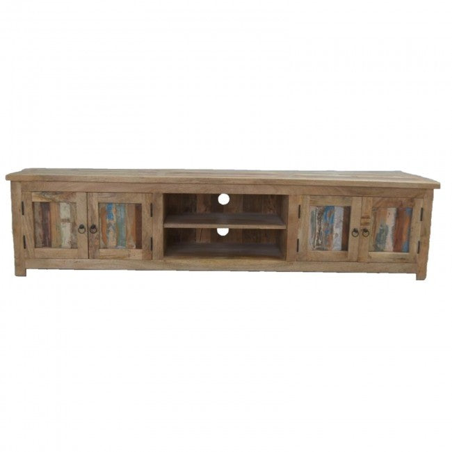 Reclaimed Mango Wood XXL Entertainment TV Stand 210cm - Rustic TV Console for Living Room, Home Theater & Media Storage