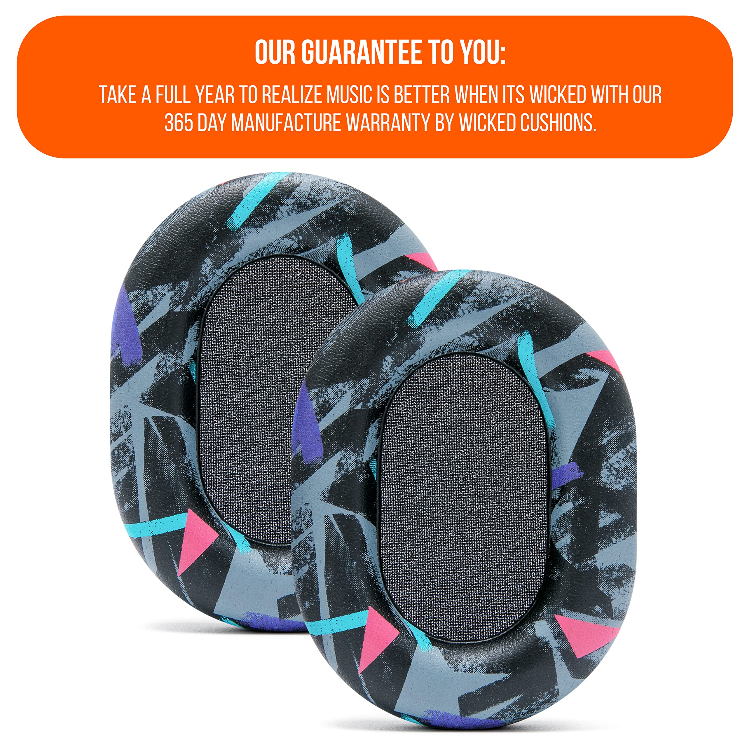 Premium WC Wicked Cushions Extra Thick Replacement Earpads for Sony WH-1000XM5 Headphones - Soft PU Leather, Noise Isolating Memory Foam, Enhanced Comfort (90's Black) | Perfect for Travel, Work & Home Entertainment