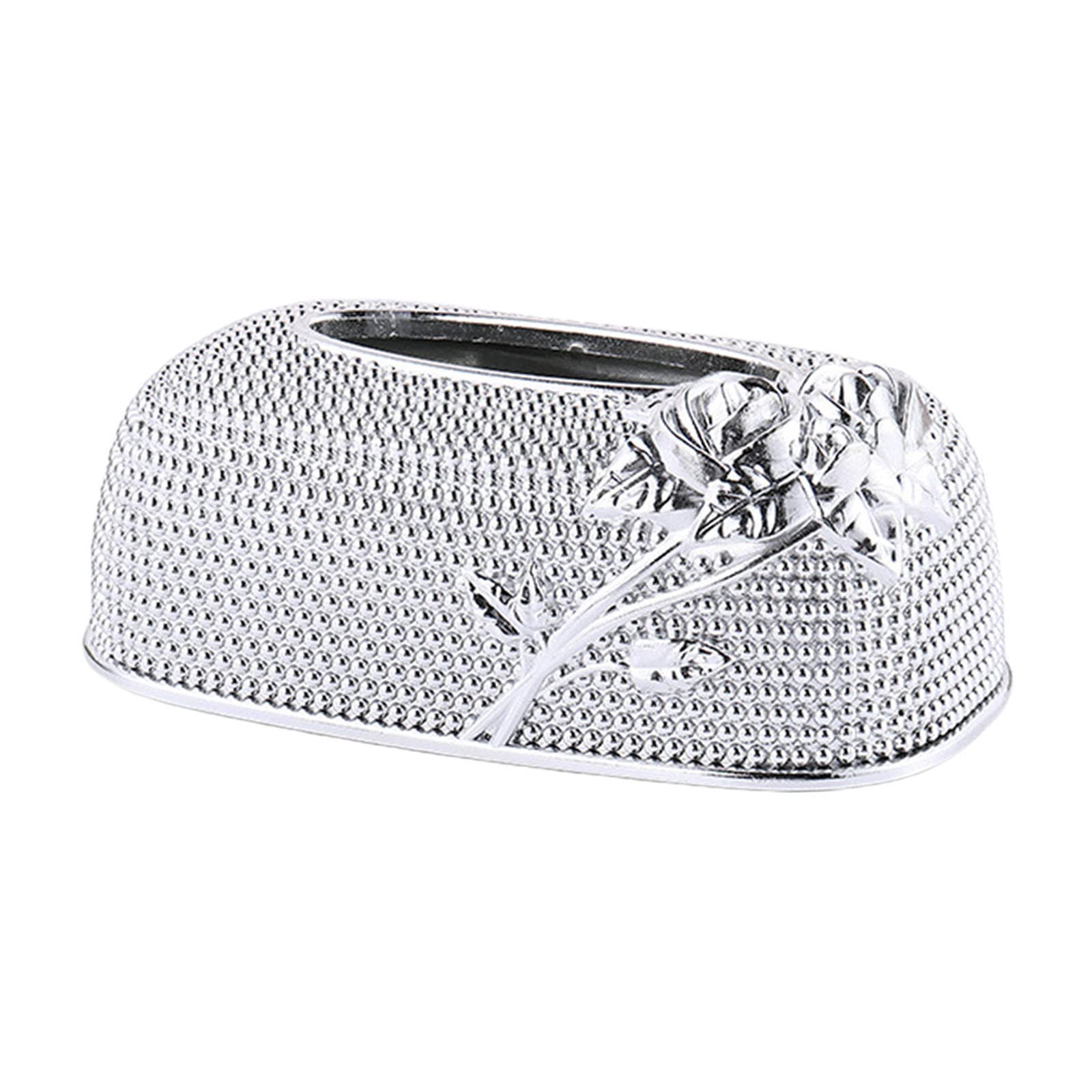 FAKEME Ornate Square Tissue Box Cover - Silver Storage Organizer for Bathroom, Bedroom, Office & Home Countertop | Napkin & Paper Holder Case | Perfect for Home Decor and Gift Giving
