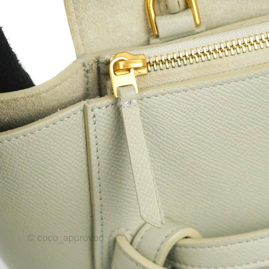 Celine Micro Belt Bag in Light Khaki Grained Calfskin with Silver Hardware | Luxury Crossbody Bag for Women | Perfect for Work, Travel & Everyday Use