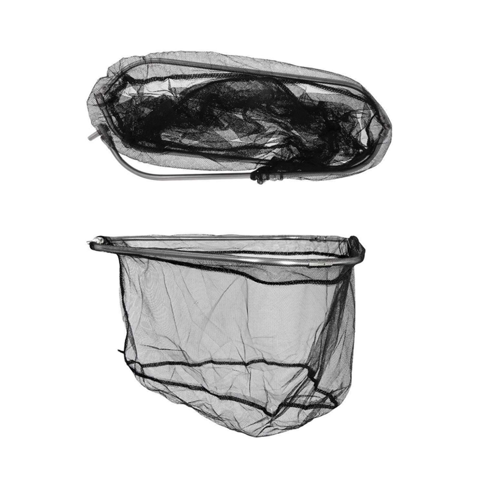 Foldable Stainless Steel Triangle Fishing Landing Net with Soft Mesh - Portable & Durable for Fly Fishing, Kayak Fishing, and Outdoor Adventures (Black)