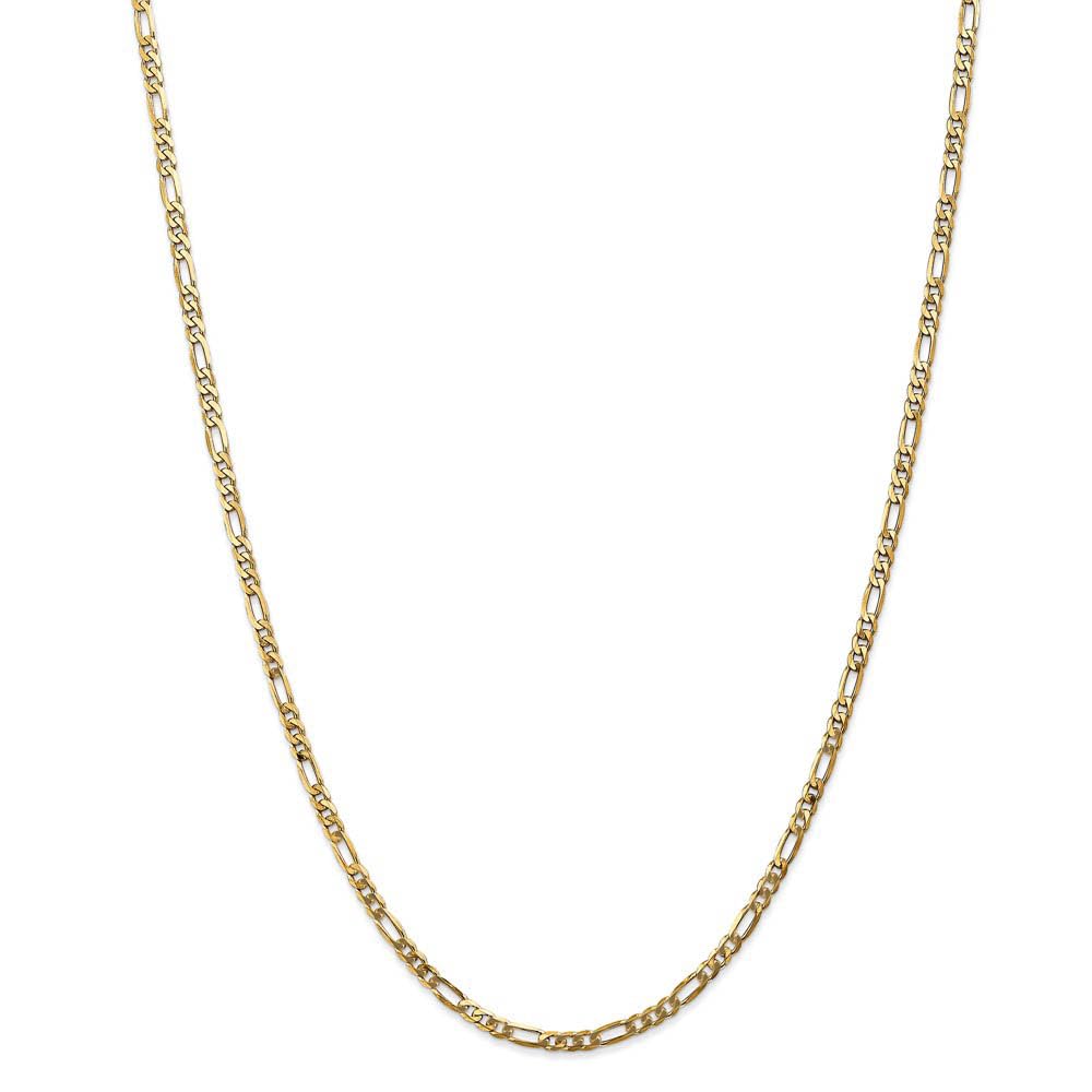 The Black Bow 3.25mm 14k Yellow Gold Solid Flat Figaro Chain Necklace - Perfect for Everyday Wear, Gifts, and Special Occasions
