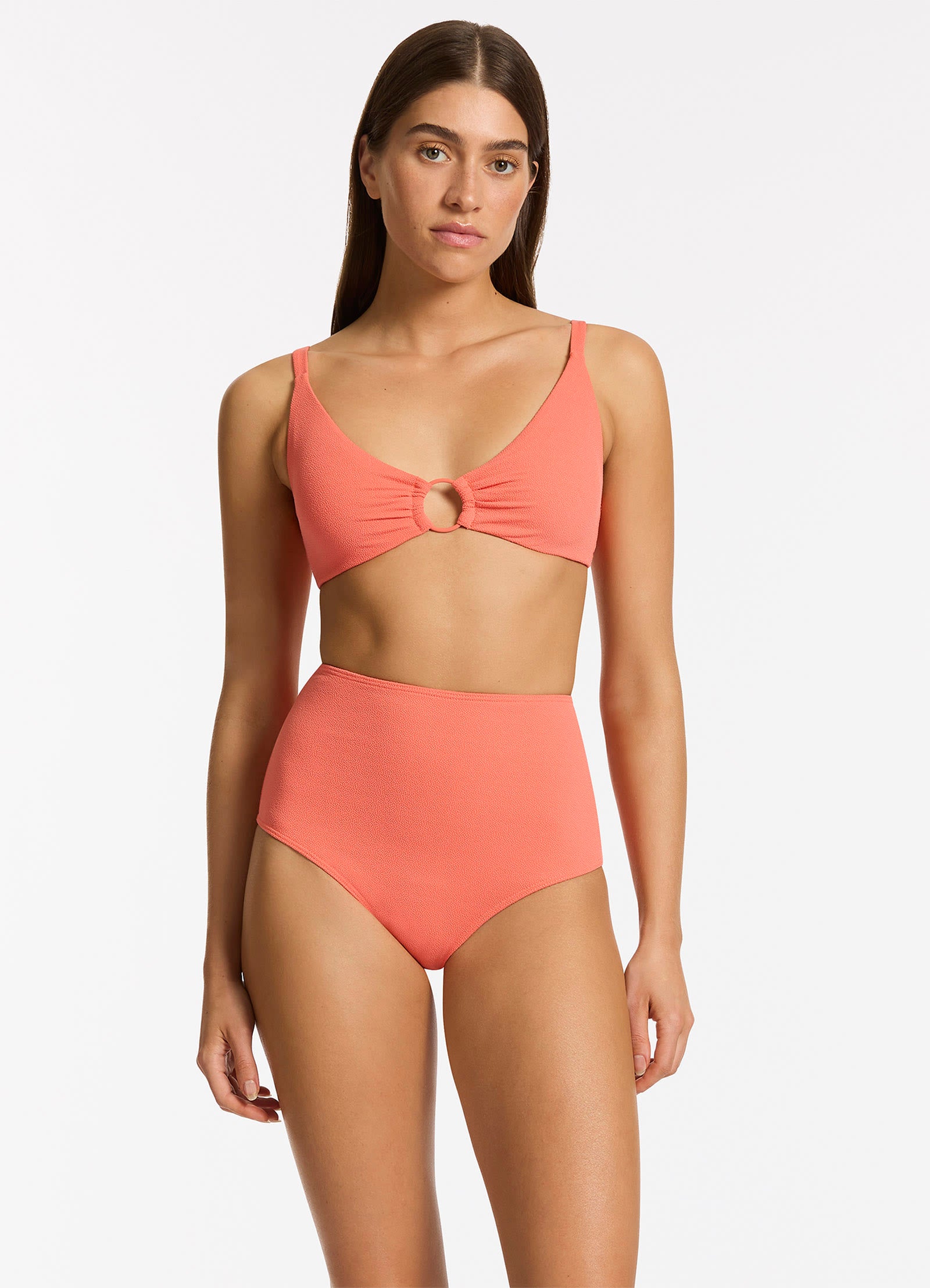 Alessia High Waist Bikini Bottom - Sexy Swimwear for Women, Guava Color, Comfortable & Stretchy - Perfect for Beach, Pool & Summer Vacations