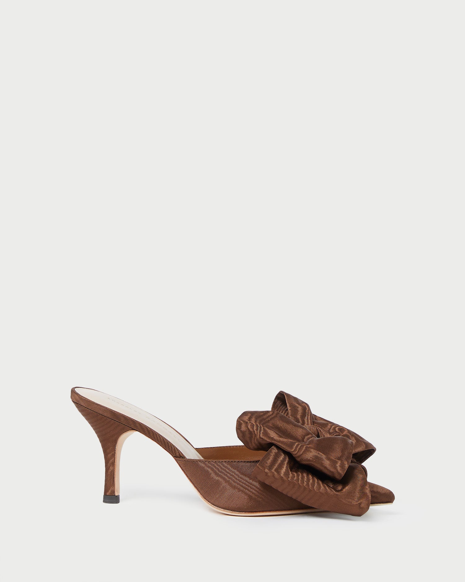 Margot Chocolate Moiré Bow Mule - Elegant Women's Slippers for Home, Office & Special Occasions