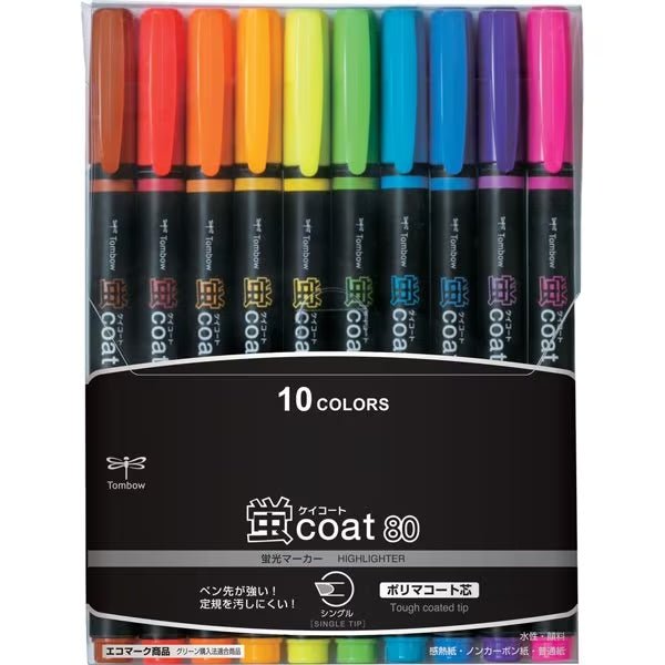 Kei Coat Highlighter Set by Tombow - 6 Vibrant Colors for Bible Journaling, Note Taking & Art Projects - Premium Dual-Tip Highlighters for Students & Professionals