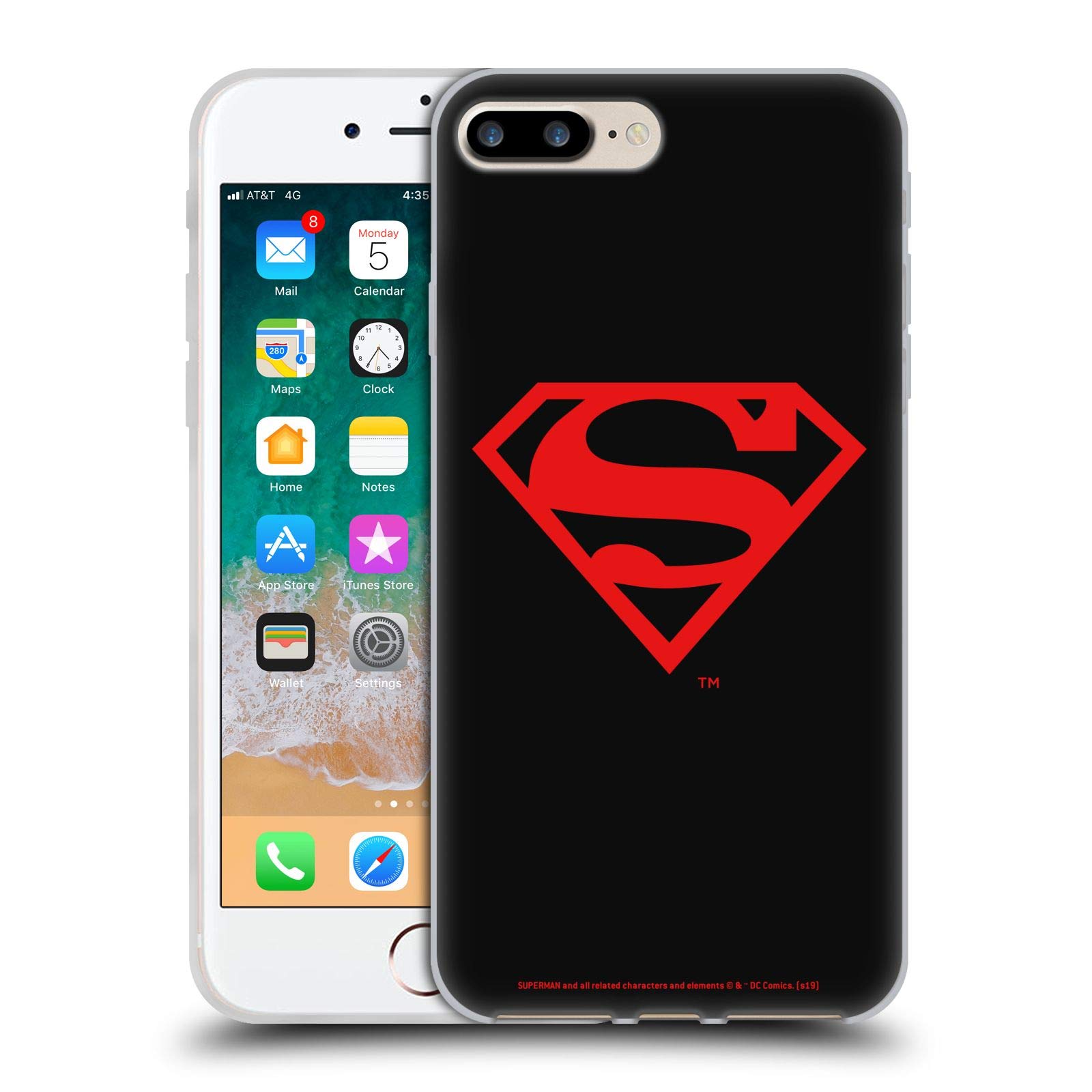 Officially Licensed Superman DC Comics Black & Red Logo Soft Gel Case for iPhone 7 Plus/8 Plus - Durable Protection & Stylish Design - Perfect for Superhero Fans & Daily Use