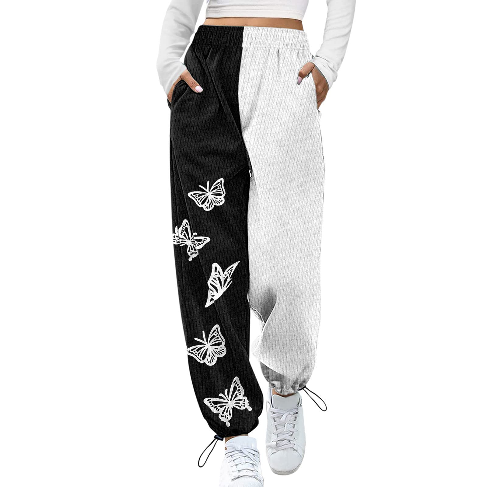 Women's High Waist Ripped Denim Jogger Pants - Sporty Fit with Pockets for Casual & Athletic Wear | Perfect for Running, Gym, and Everyday Comfort
