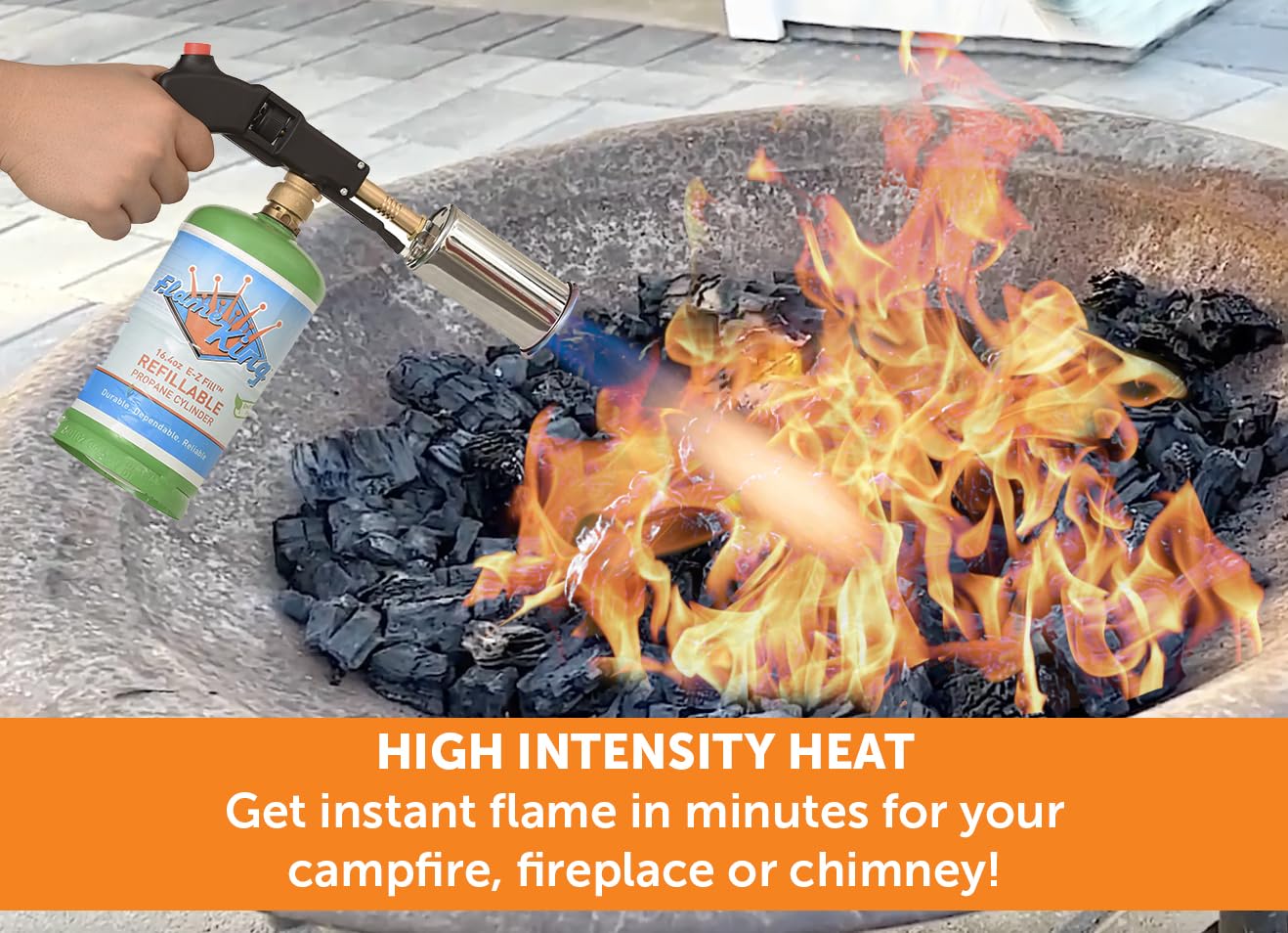 Flame King Grill Gun Propane Torch - Professional Culinary Kitchen Torch for Sous Vide, Searing, BBQ, Charcoal & Fire Starter | Perfect for Grilling, Baking & DIY Projects