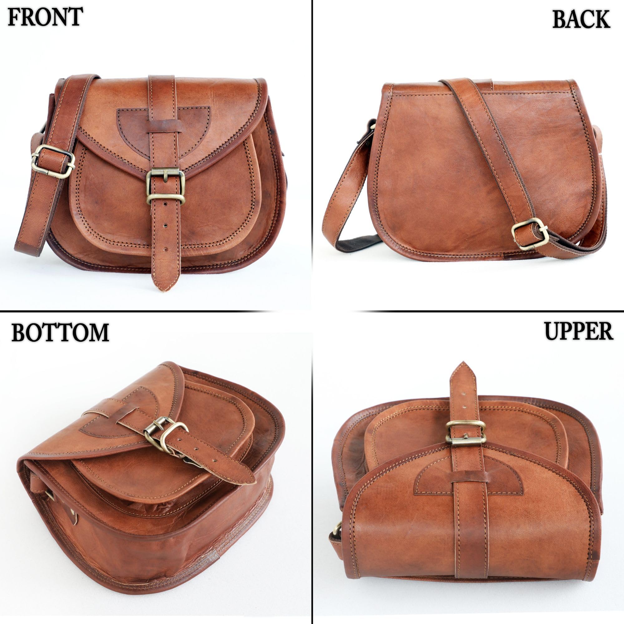 Vintage Brown Leather Satchel for Women - Crossbody Handbag for Daily Use & Travel