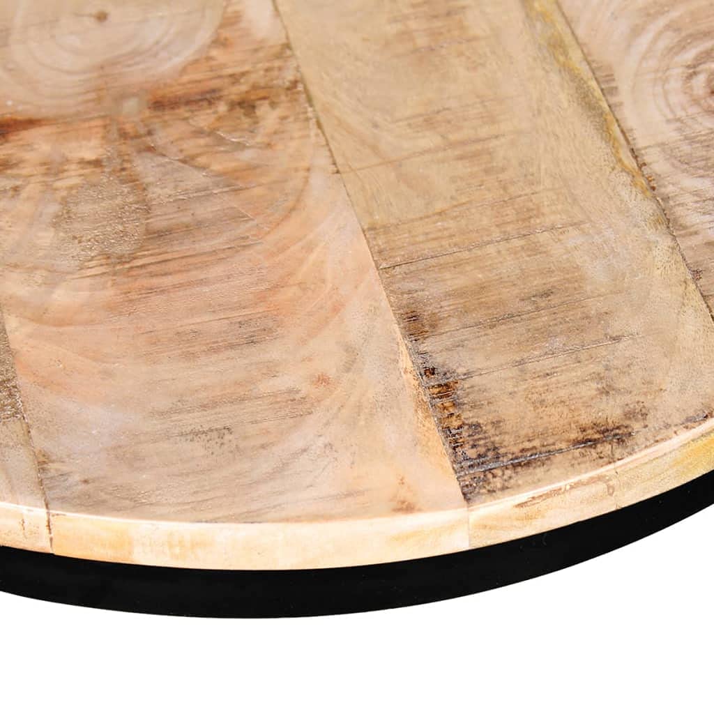 Solid Wood Coffee Table Set with Sturdy Metal Frame - Rough Mango Wood Round Coffee Tables (15.7