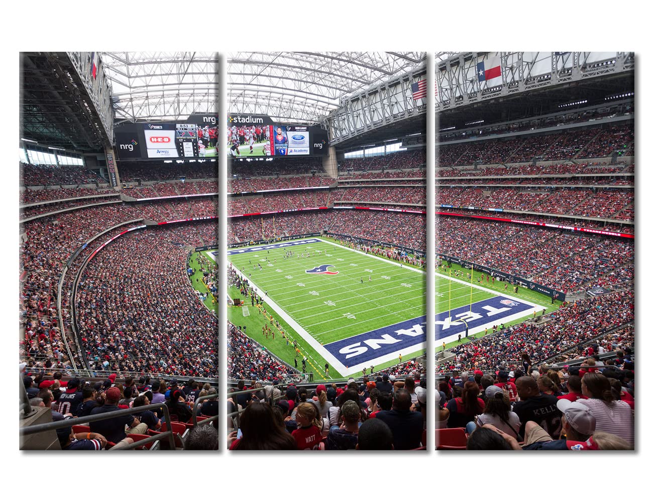 Houston Texans NRG Stadium Soccer Wall Art - 3 Piece Canvas Print with Wooden Frame, 60