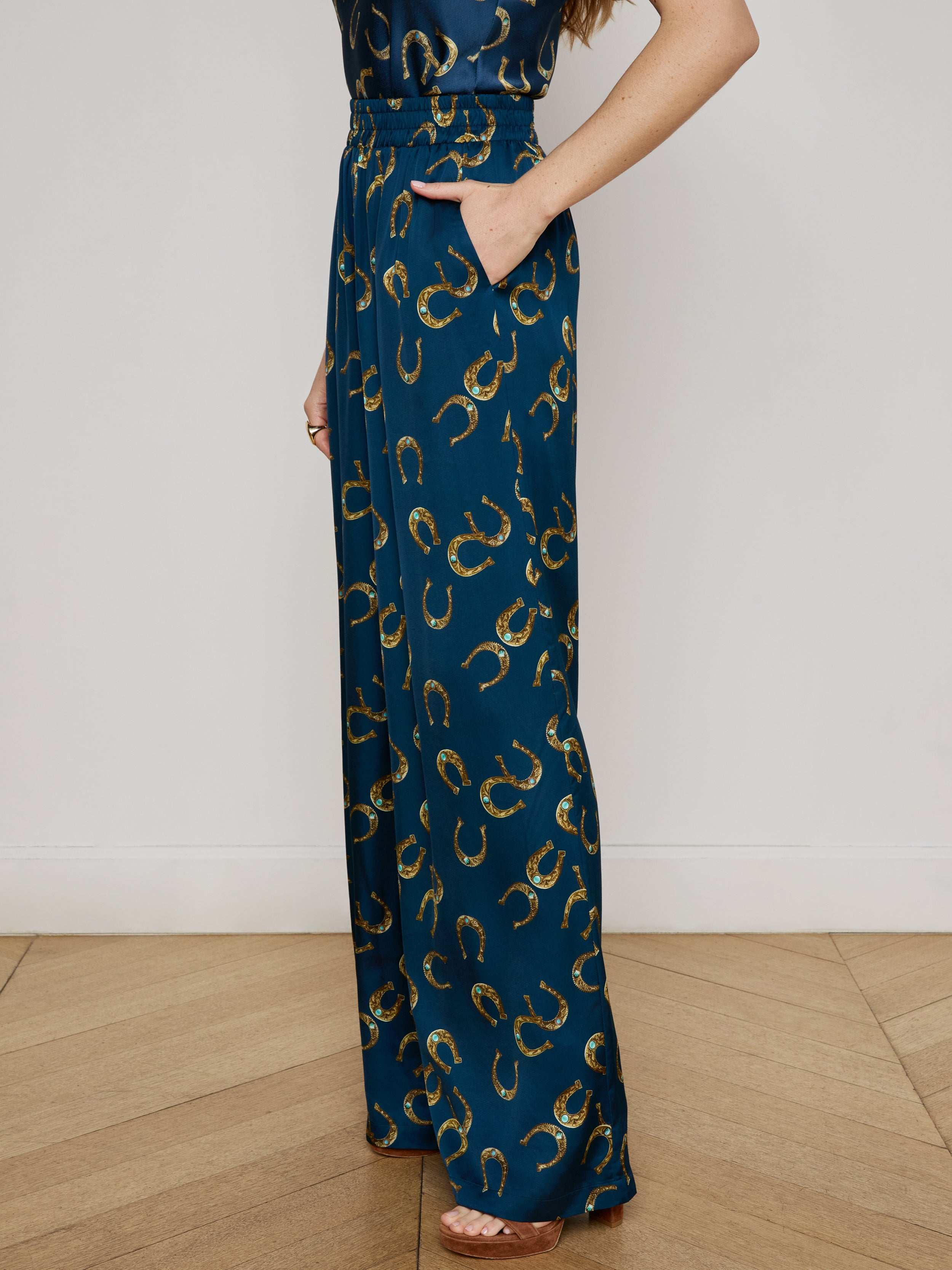 Lillian Women's Satin Wide Leg Pants - High Waist Flowy Lounge Pants for Casual Wear, Yoga & Home Comfort