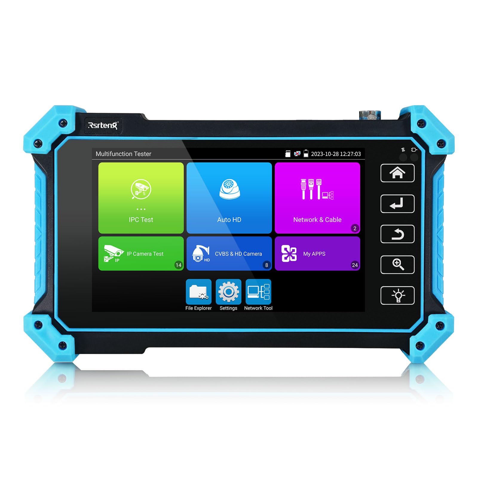 Rsrteng IPC-5100 Plus 8MP IP Camera Tester - 5inch IPS Touch Screen Monitor with 4K HD Display, Supports AHD/CVI/TVI/CVBS/IP/POE/PTZ/WiFi/RS485/HDMI/VGA/DC12V - Perfect for CCTV Installation & Security Camera Maintenance