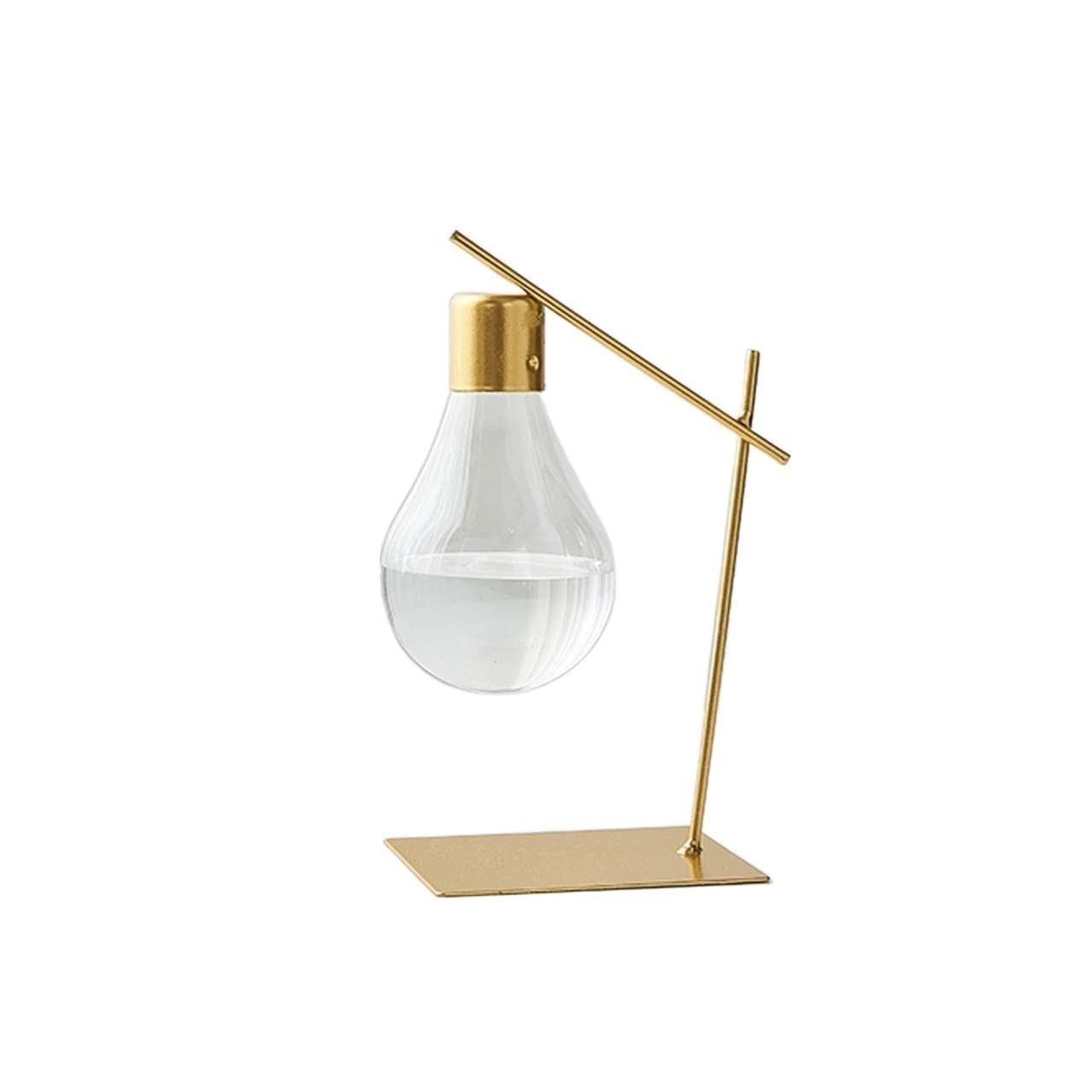 Nordic Style Iron Line Transparent Hydroponic Vase - 17.5cm Golden Metal Flower Stand for Home Decor, Terrarium & Plant Display | Perfect for Living Room, Dining Table & Wedding Centerpieces
