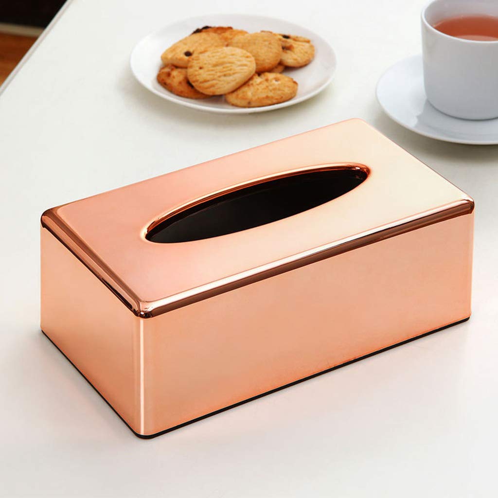 Elegant Rose Gold Rectangle Tissue Box Cover - Stylish Home Office Car Napkin Holder for Living Room, Bedroom & Bathroom - Perfect for Decor & Organization