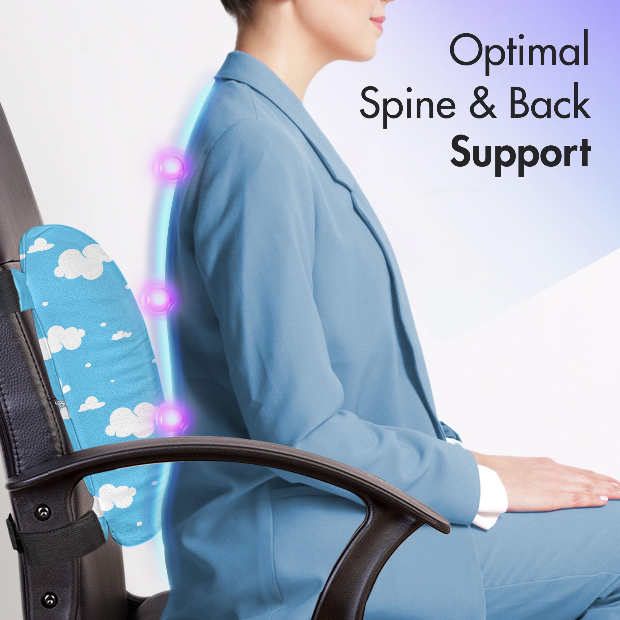 Ambesonne Sky Blue Lumbar Support Pillow - High Density Foam for Office Chair & Car Seat - 14