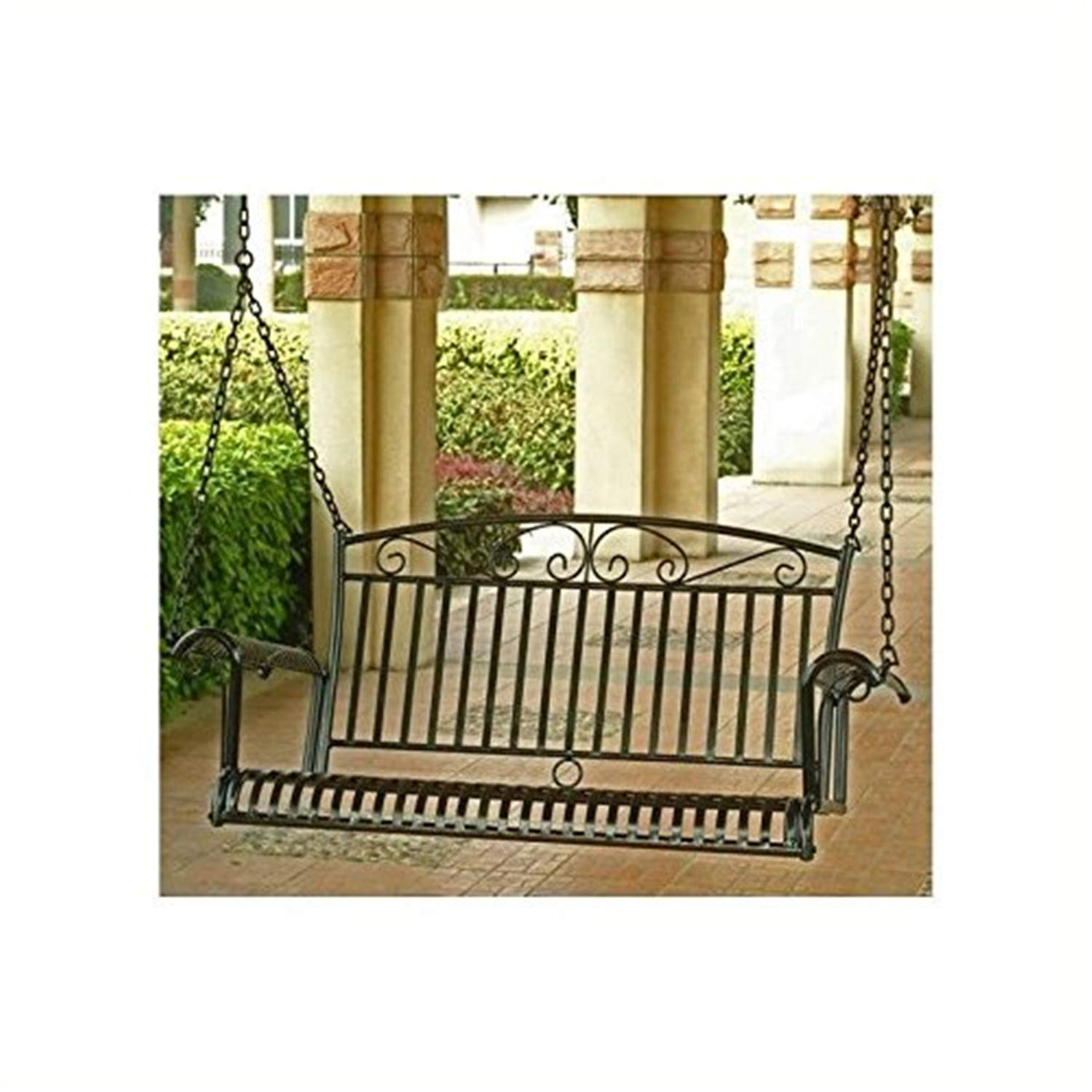 International Caravan Iron Tropico Swing - Outdoor Patio Hanging Chair for Garden, Porch & Backyard Relaxation