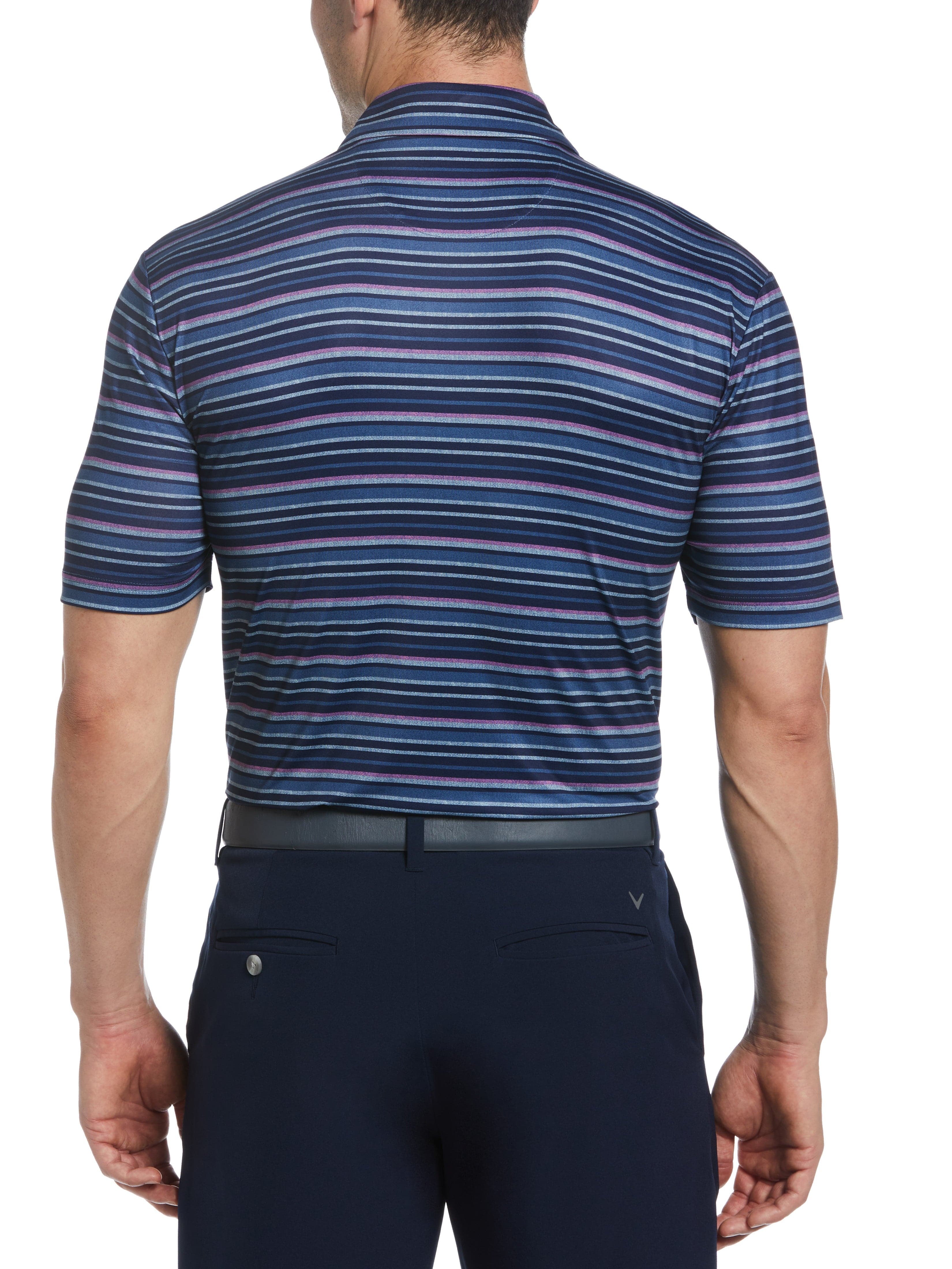 Men's Sun-Worn Stripe Golf Polo Shirt - Breathable & UV Protection for Golf, Casual Wear & Outdoor Activities