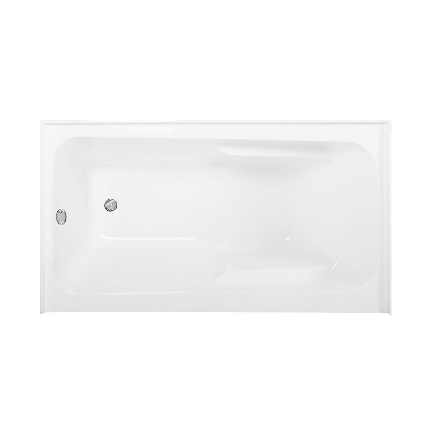 Aqua Eden 54 Inch Acrylic Rectangular 3 Wall Alcove Bathtub with Armrests - Left Hand Drain, Glossy White/Polished Chrome - Perfect for Modern Bathroom Renovations & Spa-Like Relaxation