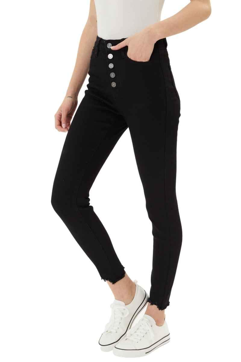 Kan Can Women's High Rise Button Fly Distressed Super Skinny Jeans - Vintage Denim Pants for Casual Outfits & Night Out