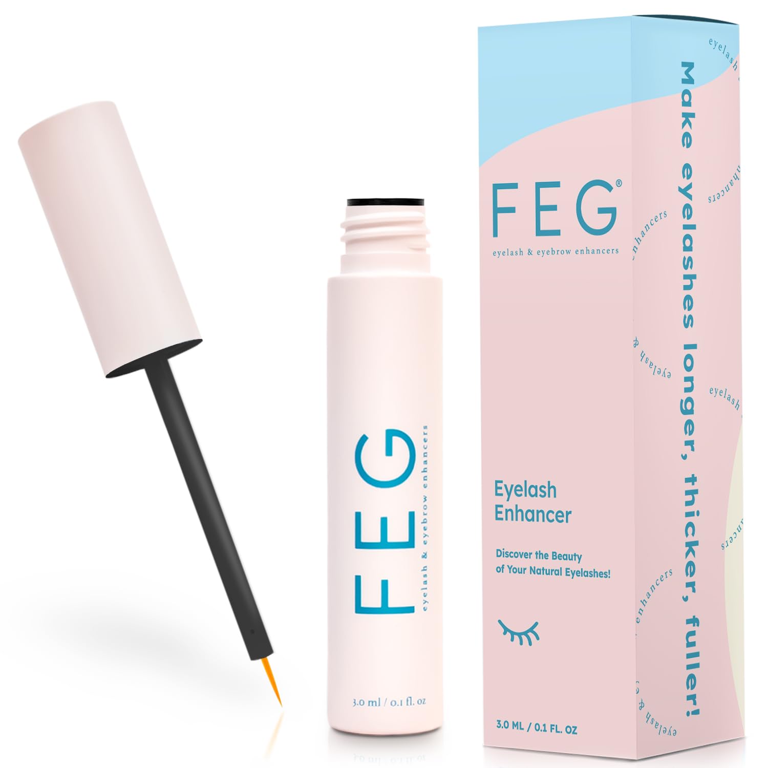 FEG Eyelash Growth Serum for Longer, Thicker & Darker Lashes & Brows | Natural Lash Enhancer with Rapid Results | Perfect for Daily Use, Special Occasions & Makeup Routines