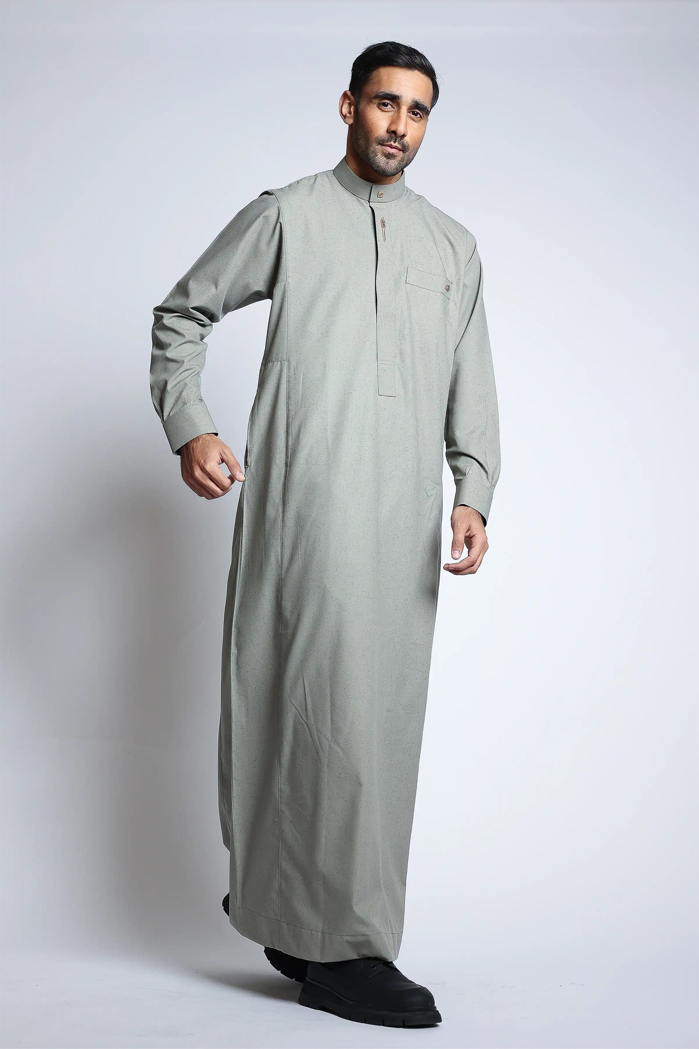 Premium J134 Ashwood Thobe for Men - Traditional Islamic Robe with Comfortable Cotton Fabric - Perfect for Eid, Prayer & Special Occasions